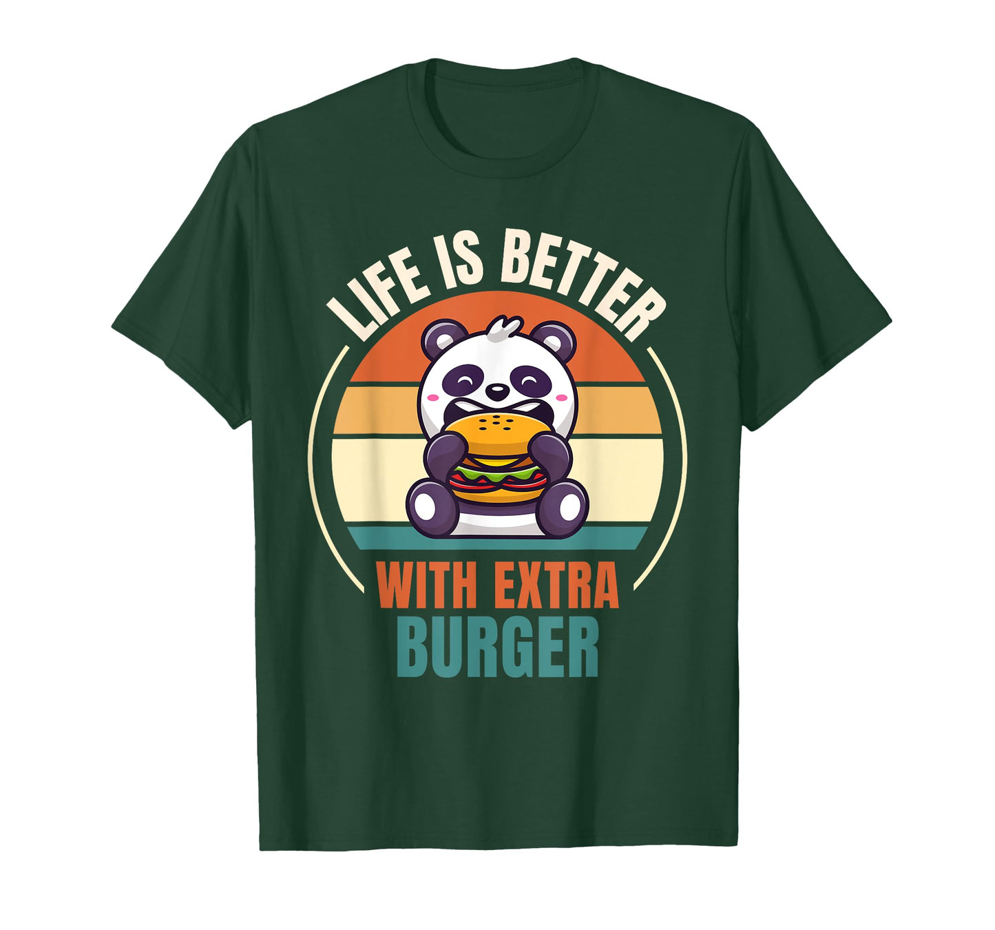 Retro Panda Retro Life Is Better With Extra Burger T-Shirt