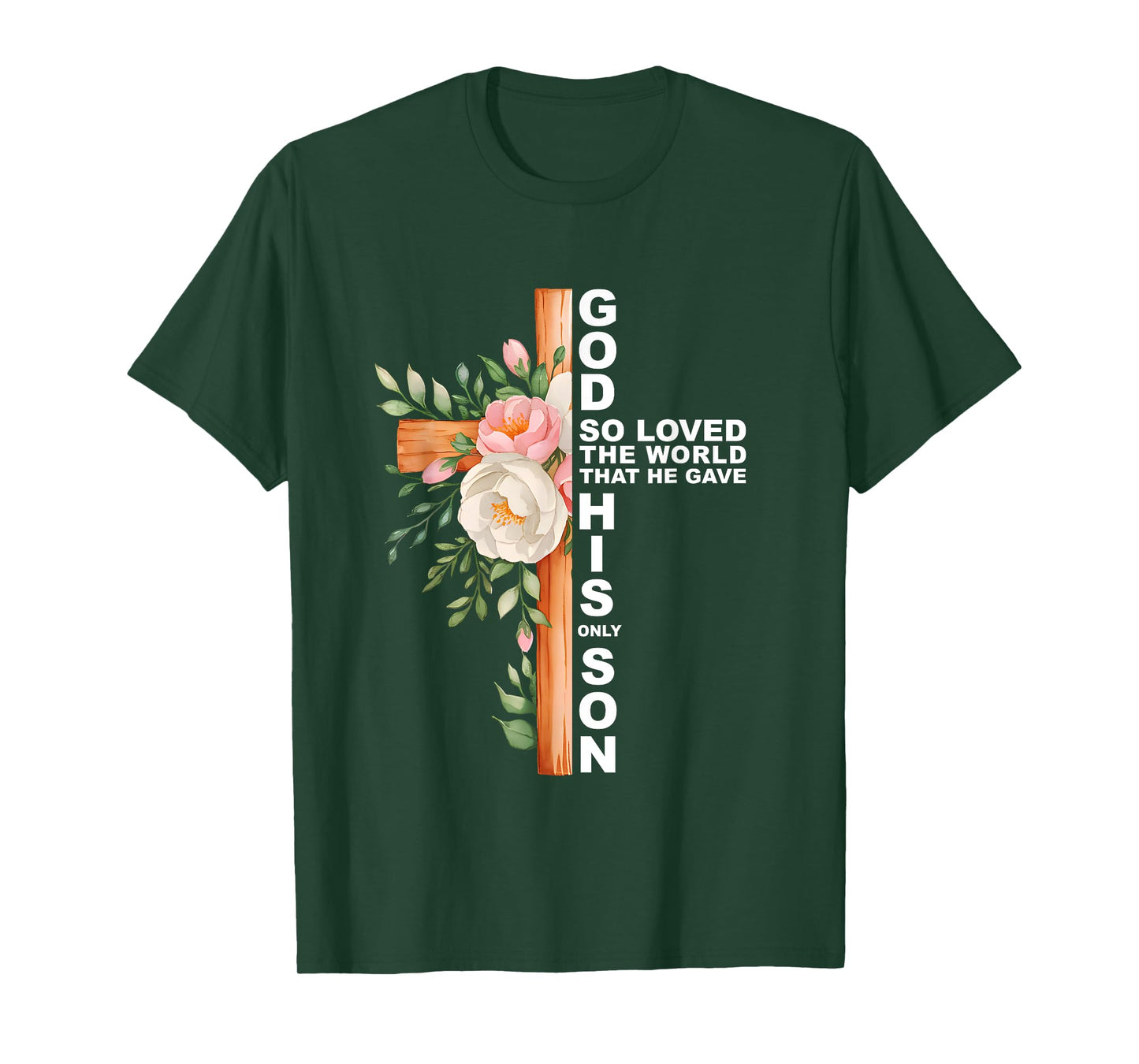 Christian Cross Bible Faith Quote John 3:16 Women Religious T-Shirt
