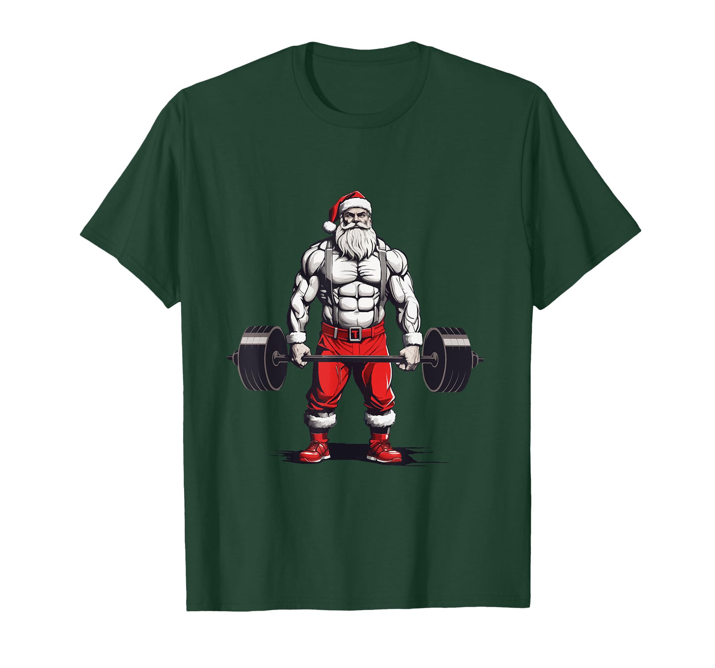 Santa Deadlift Bodybuilder Funny Fitness Christmas T-Shirt