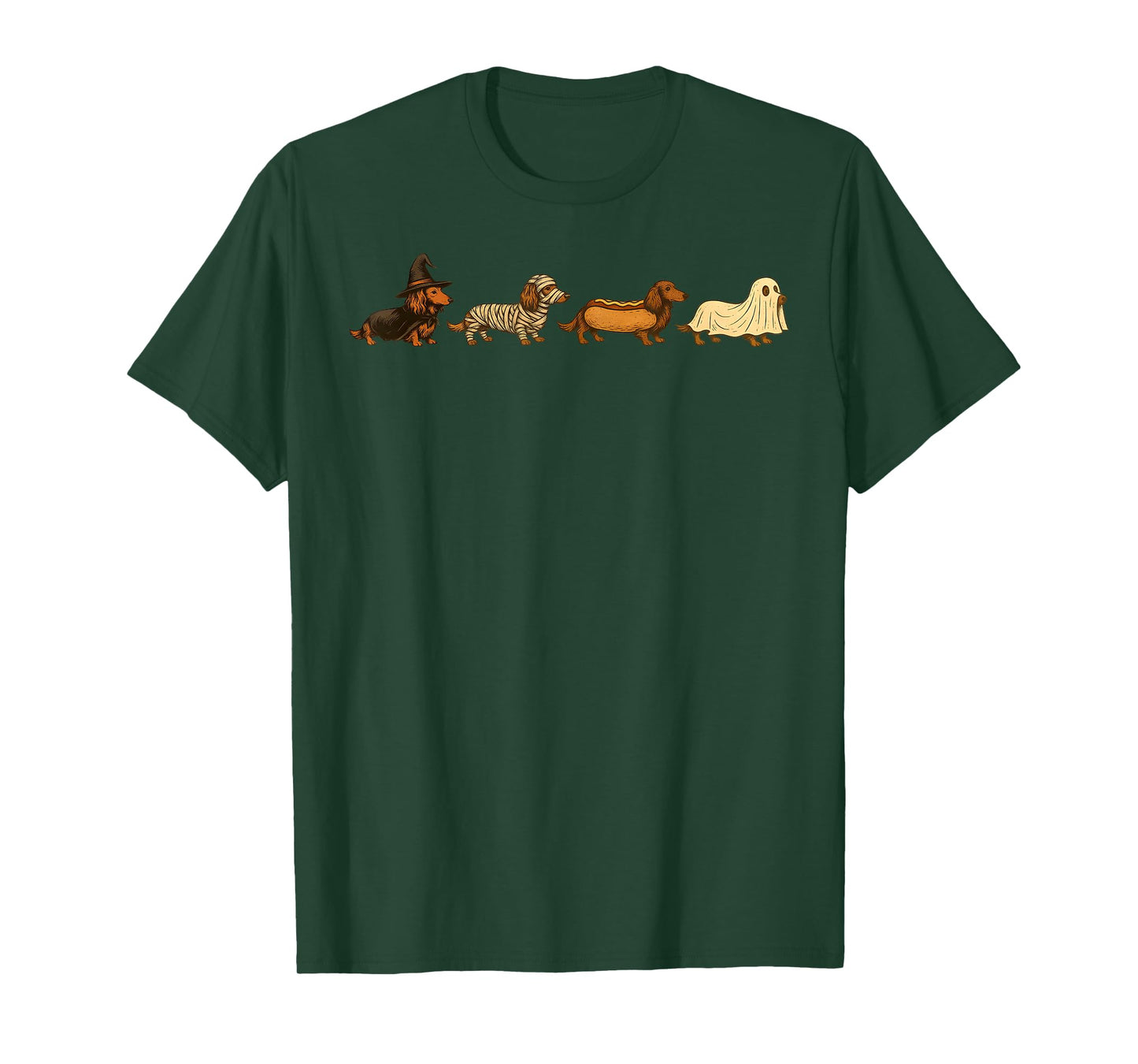 Dachshund Dog Witch Happy Halloweenie Spooky Season T-Shirt