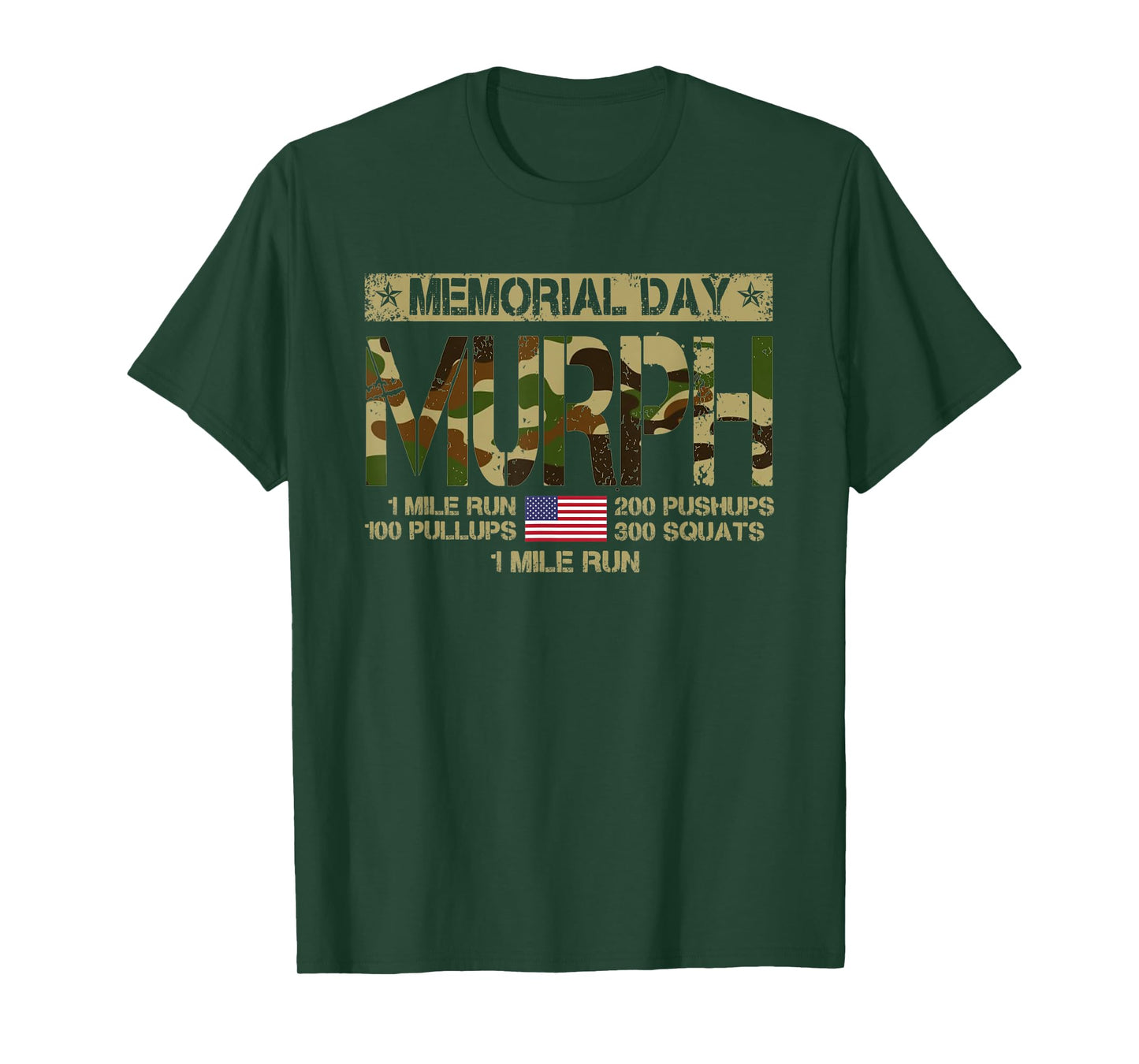Murph Challenge Memorial Day Patriotic WOD American Flag Women Men T-Shirt