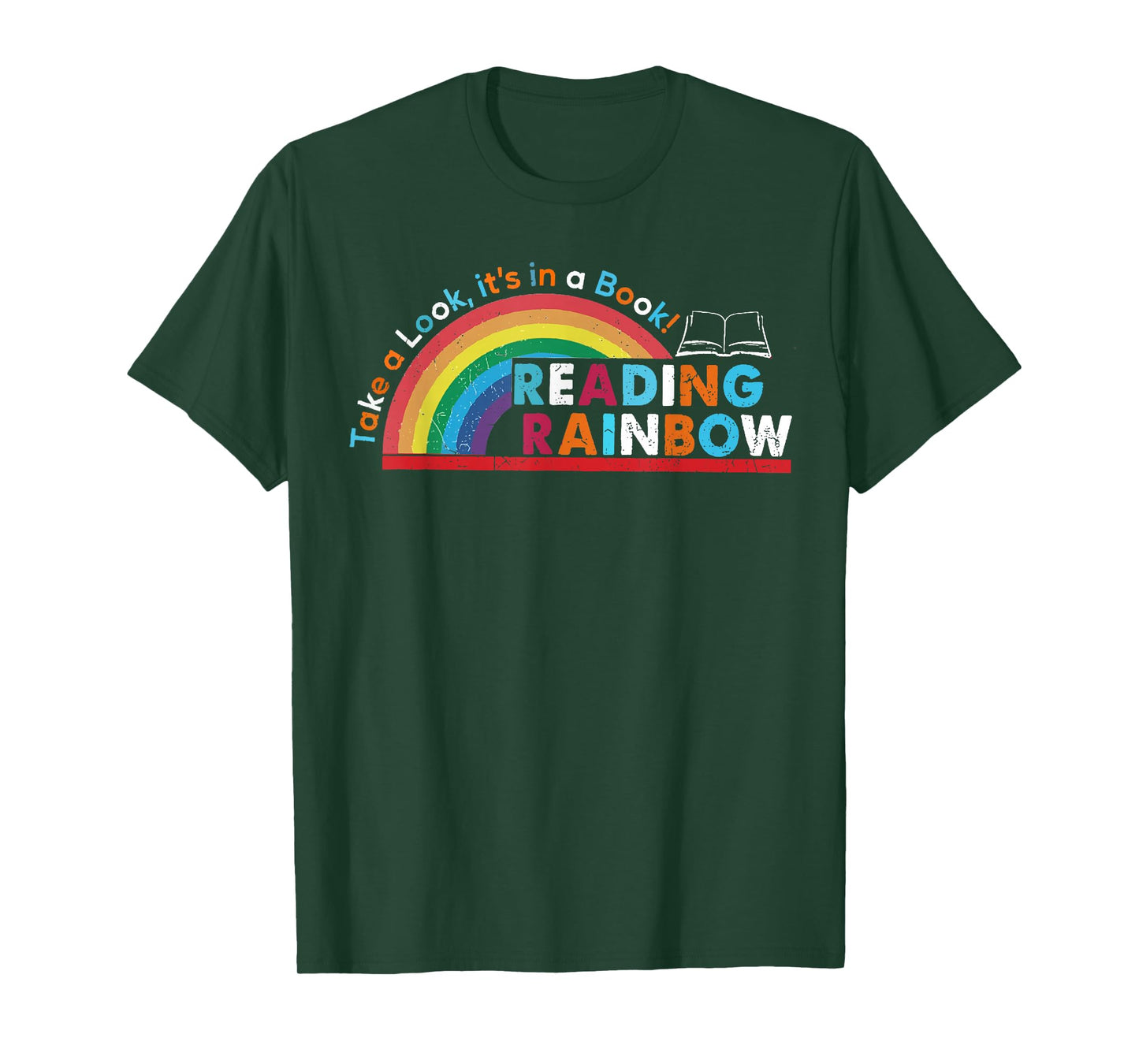Take A Look A Book Vintage Reading Librarian rainbow T-Shirt