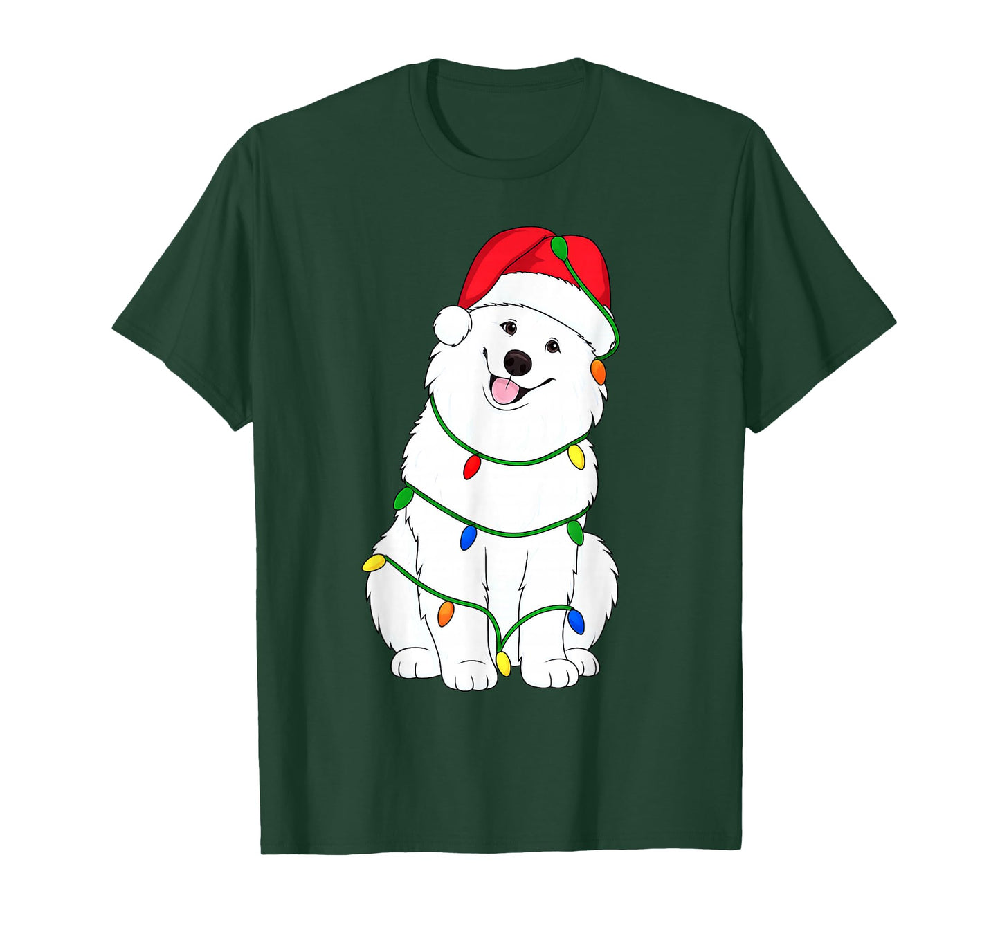Samoyed Christmas Tree Lights Holiday Dog Lover T-Shirt