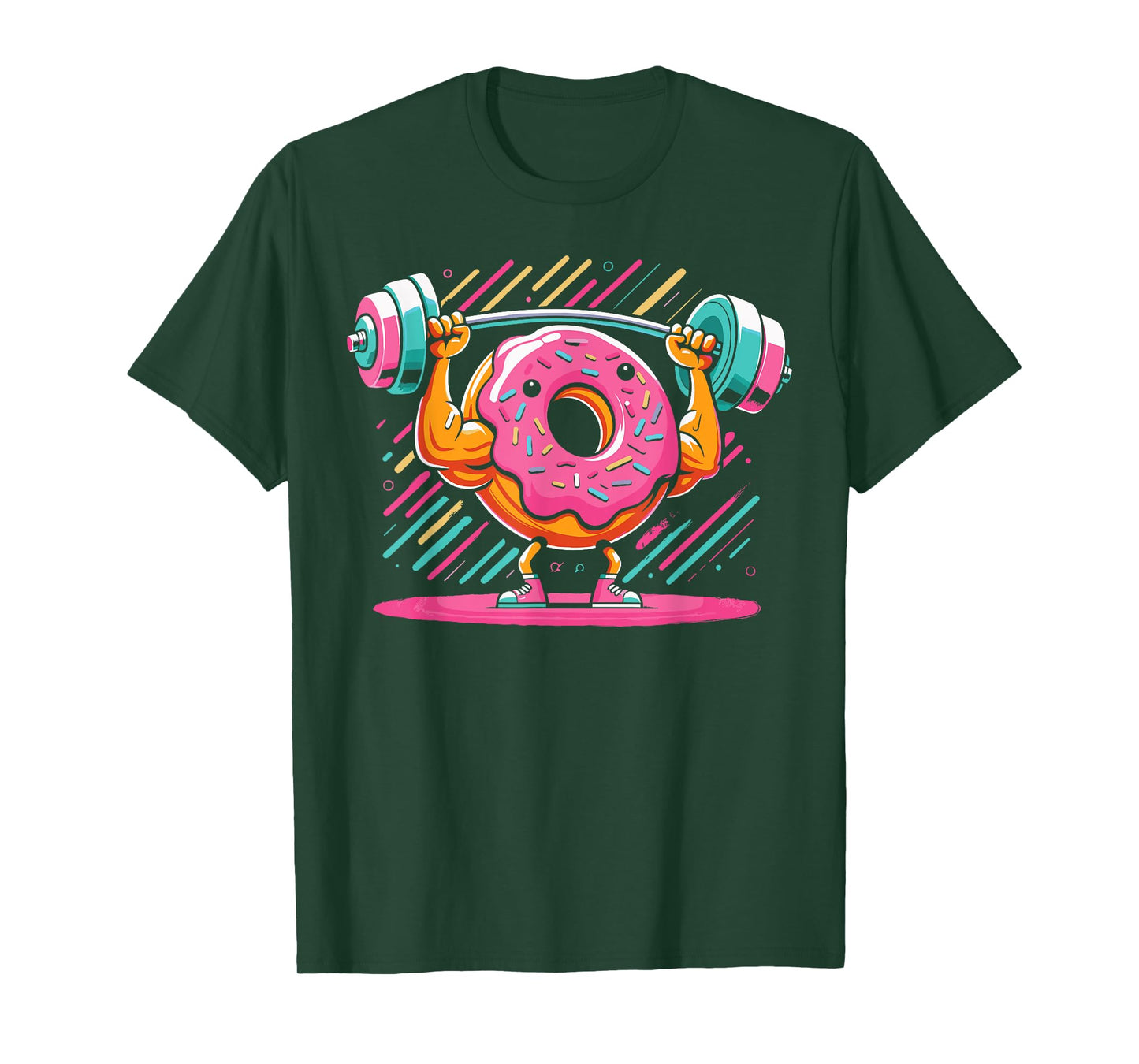 Funny Doughnut Weightlifting | Cartoon Donut Gym Workout T-Shirt