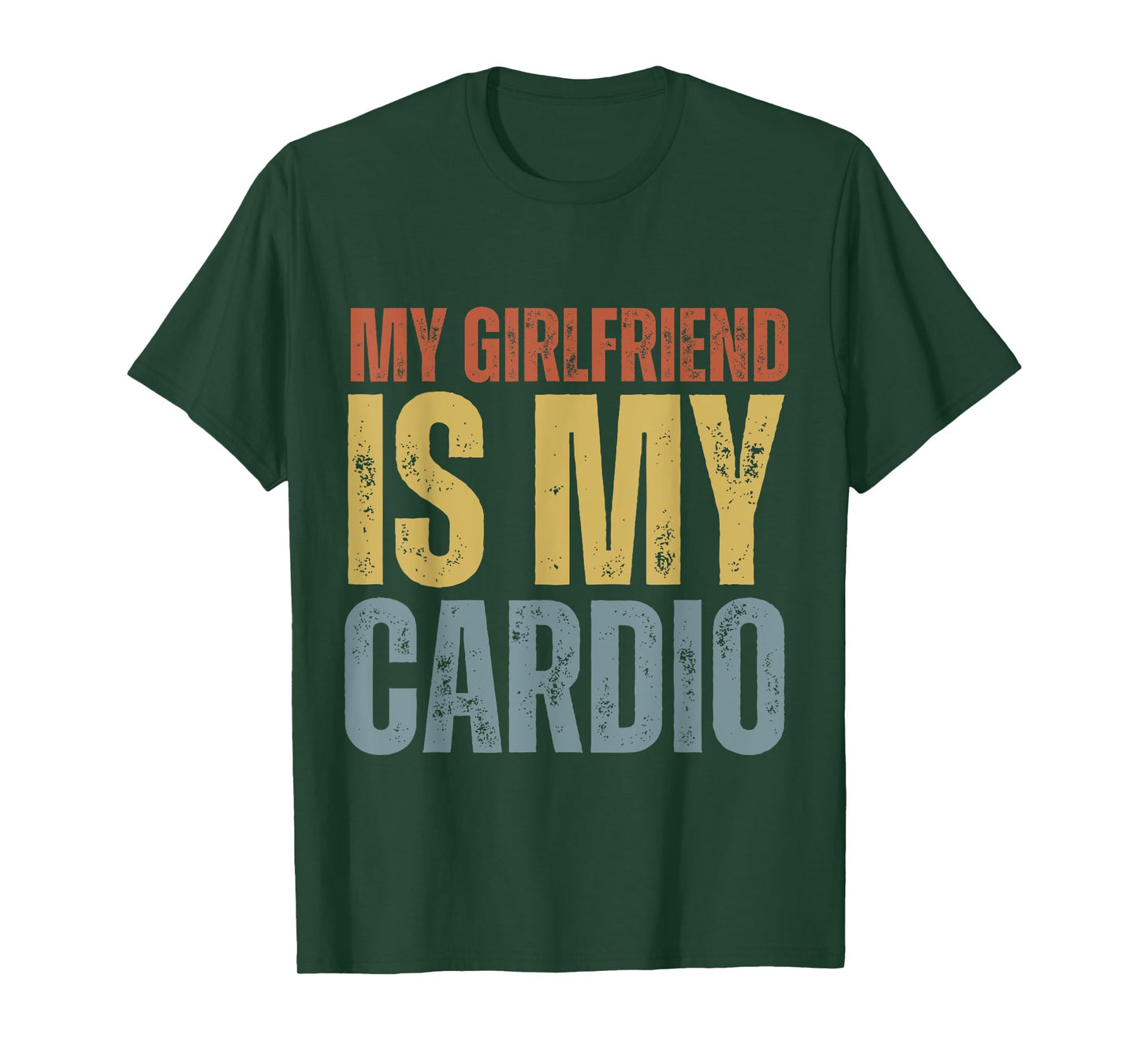My Girlfriend Is My Cardio Gym Fitness Unisex-Adults T-Shirt Black Small Modern Classic Round Collar Short Sleeve T-Shirt