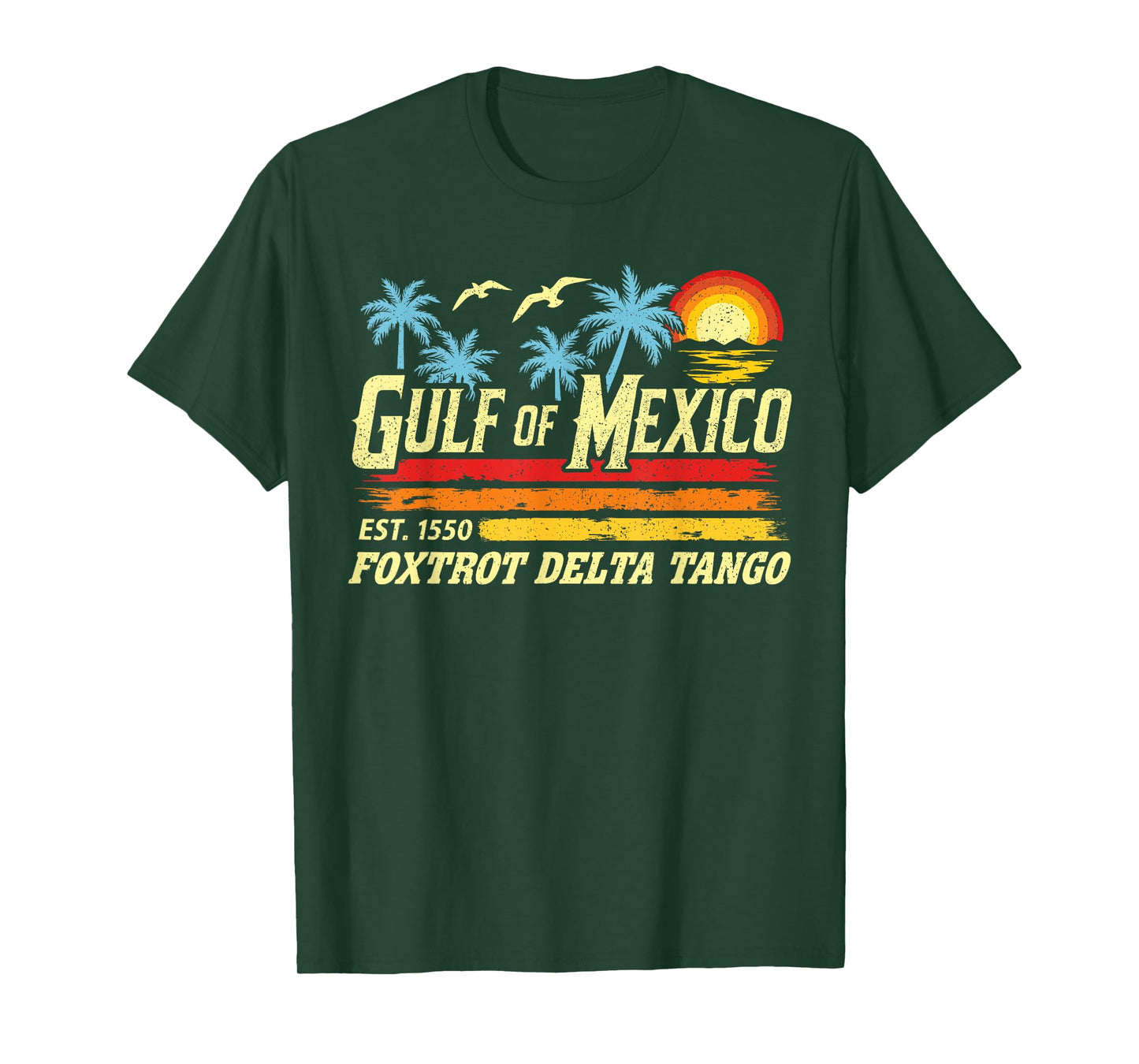 Gulf Of Mexico 1550 Retro Beach Funny Foxtrots Delta Tangos T-Shirt