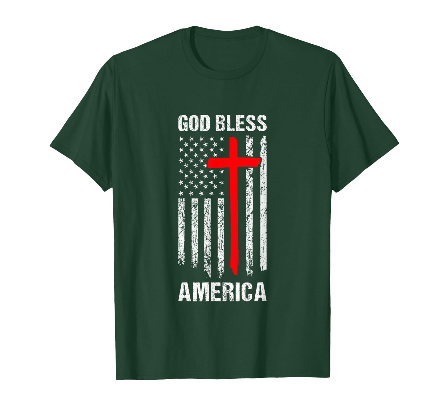 God Bless America Fourth of July Christian Patriot USA Flag Women Kids Men T-Shirt