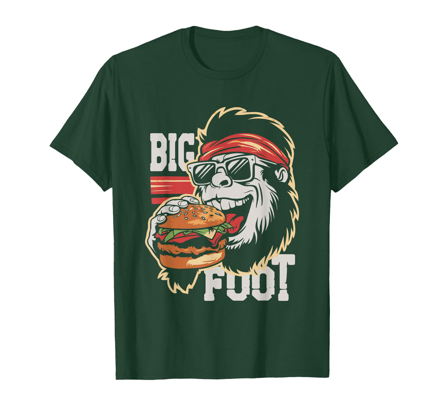 Bigfoot Eating Burger - Funny Hamburger Sasquatch Lover T-Shirt