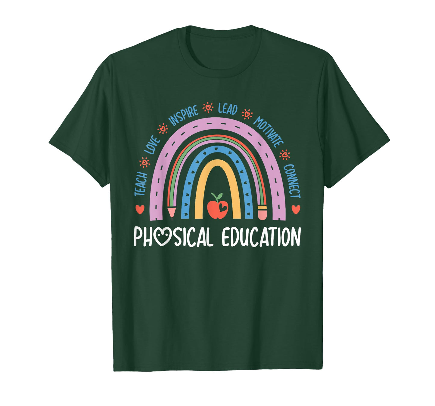 P.E. Teacher Boho Rainbow Funny Physical Education Teacher T-Shirt