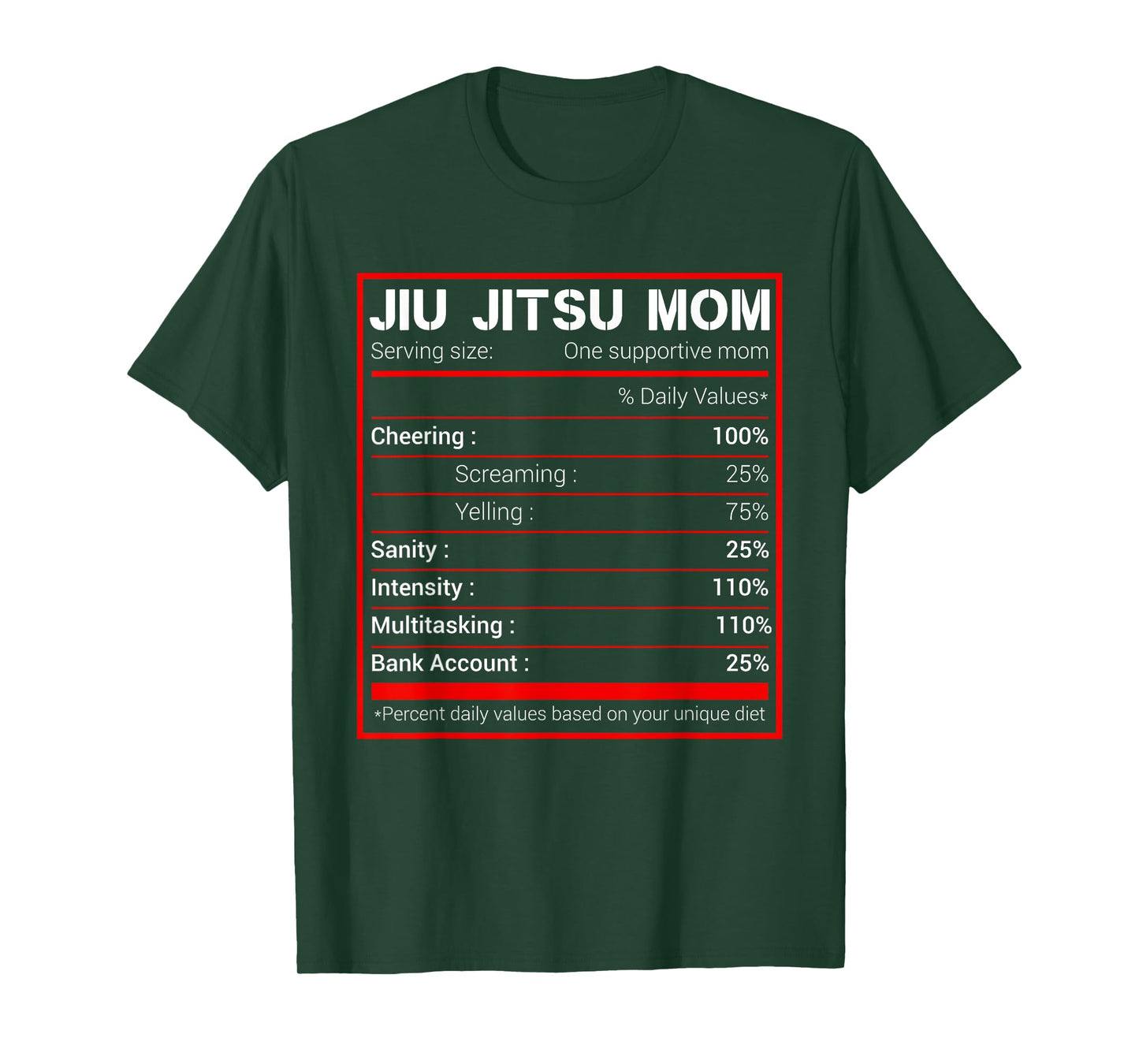 Brazilian Jiu Jitsu Mom Nutritional Facts BJJ MMA T-Shirt