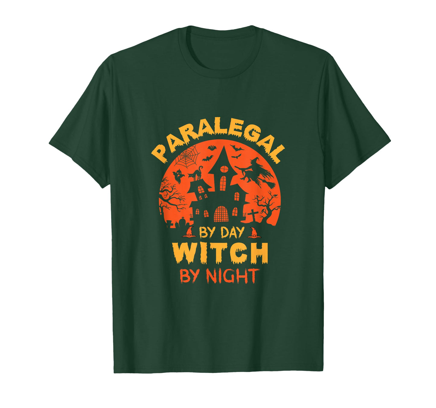 Paralegal by Day Witch by Night Funny Halloween T-Shirt