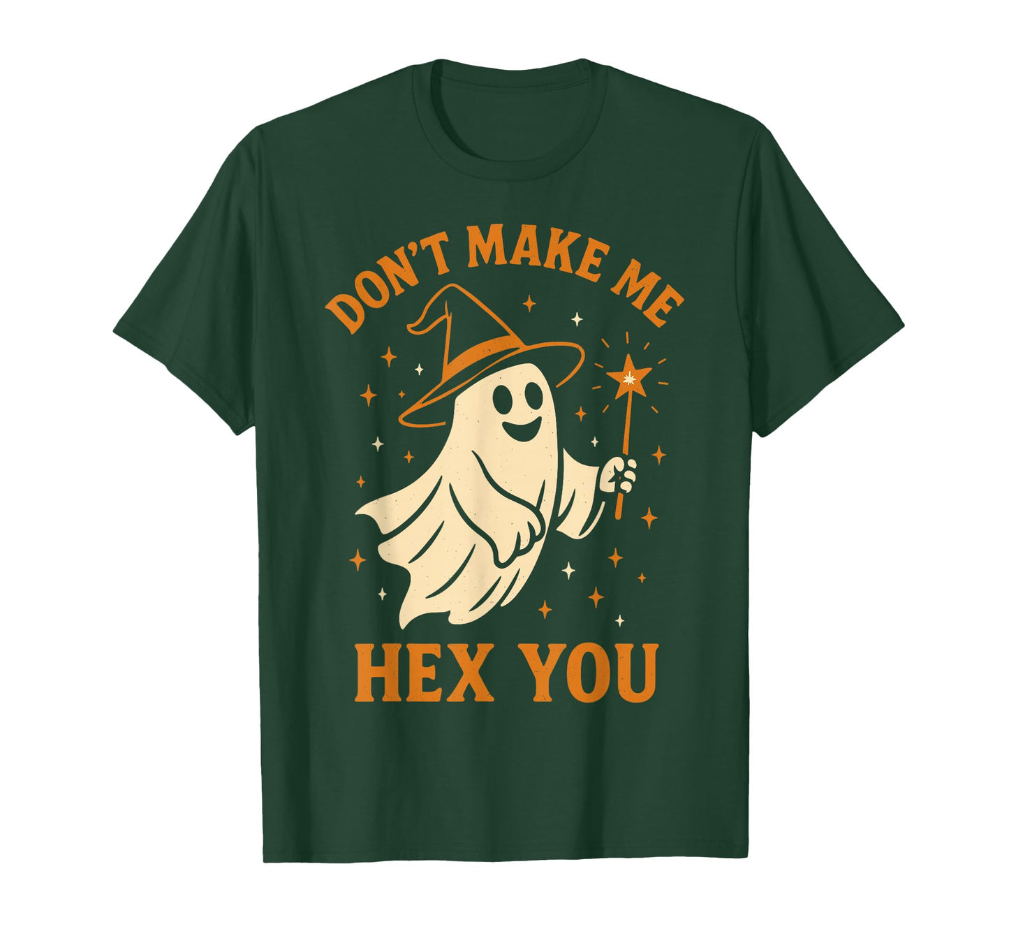 Ghost with Witch Hat Funny Spooky Season Cute Halloween T-Shirt