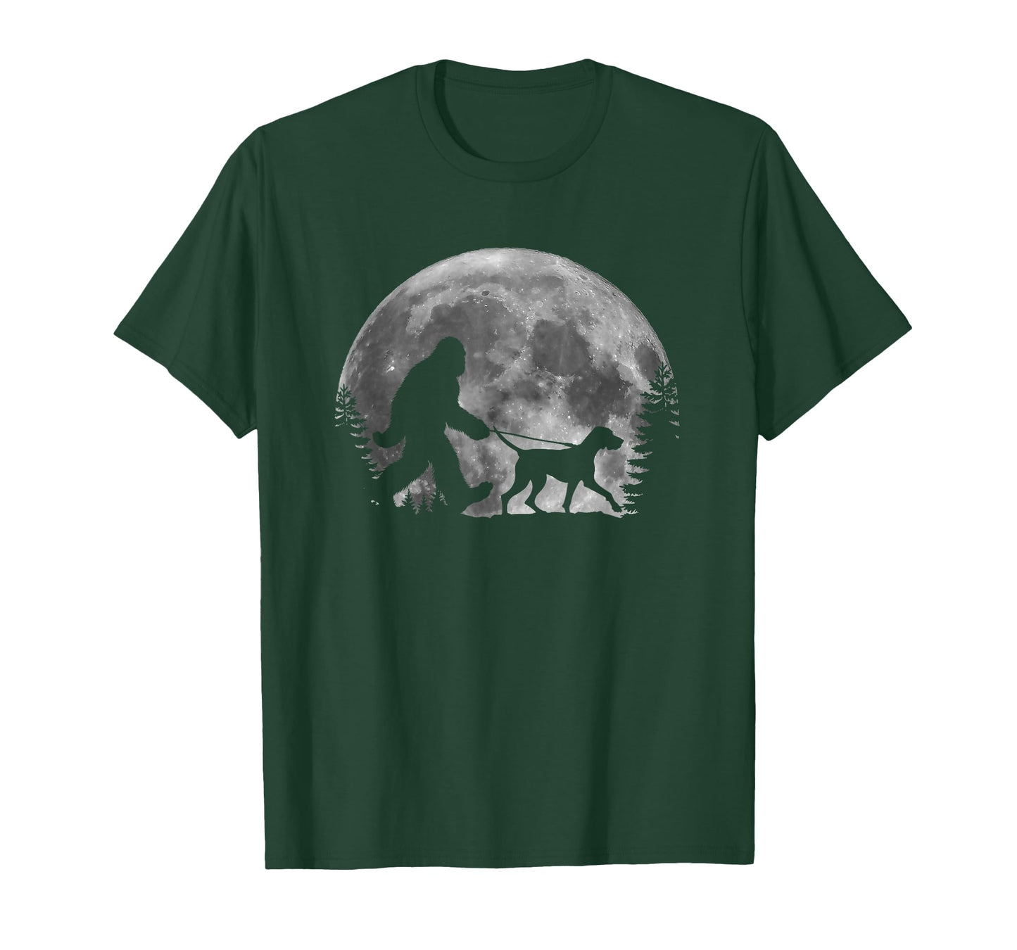 Bigfoot Walking a Dog German Shorthaired Pointer Halloween T-Shirt