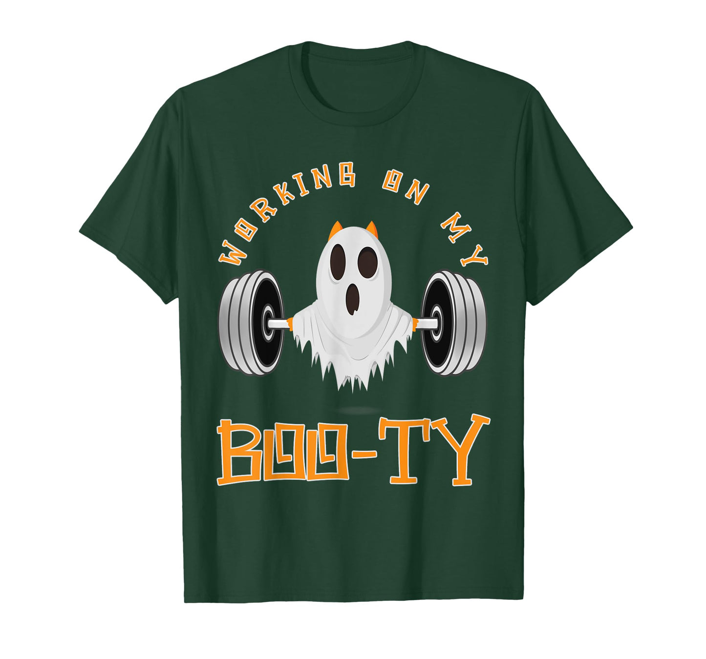 Funny Halloween Workout Gym Working On My Boo-Ty Men Women T-Shirt
