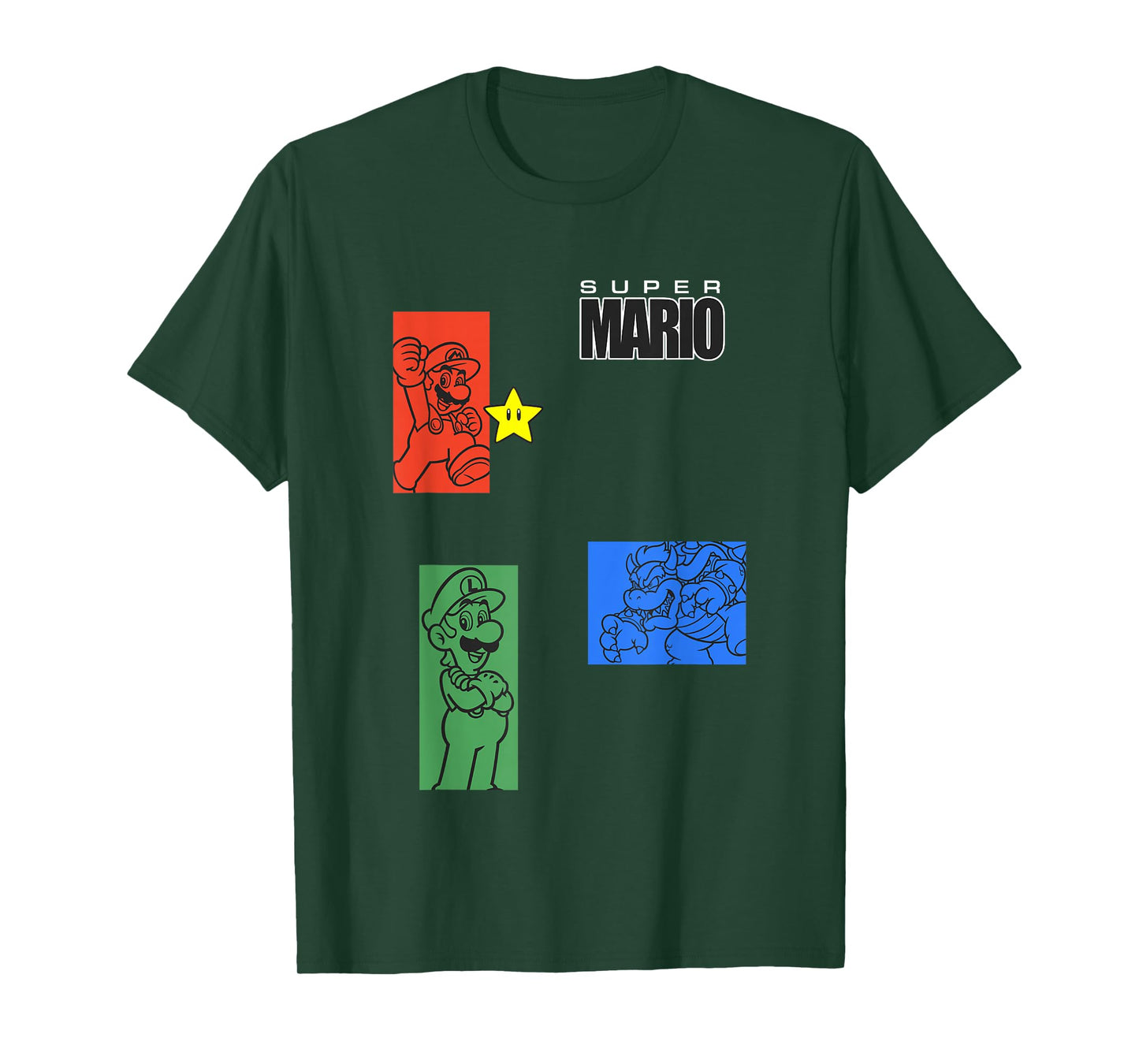 Super Mario Luigi & Bowser Color Trio Panels T-Shirt