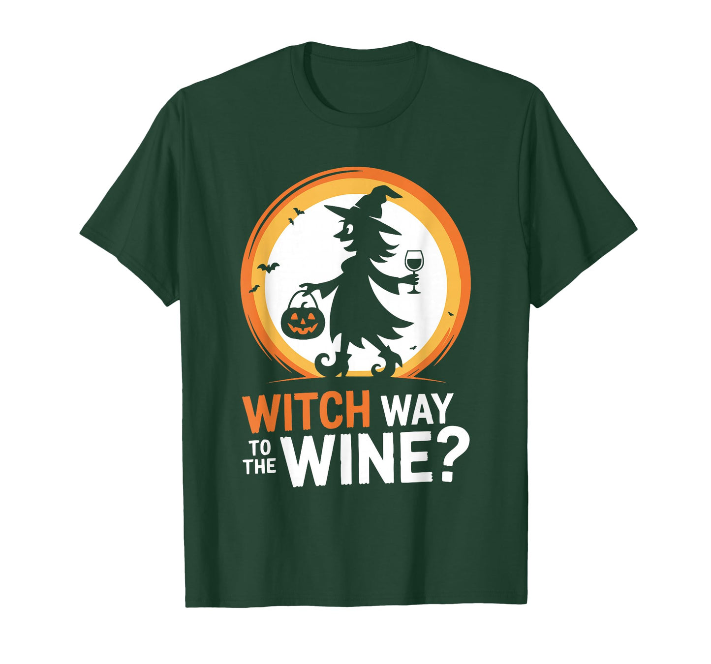 Funny Halloween Witch Way to The Wine Joke Ladies Women T-Shirt