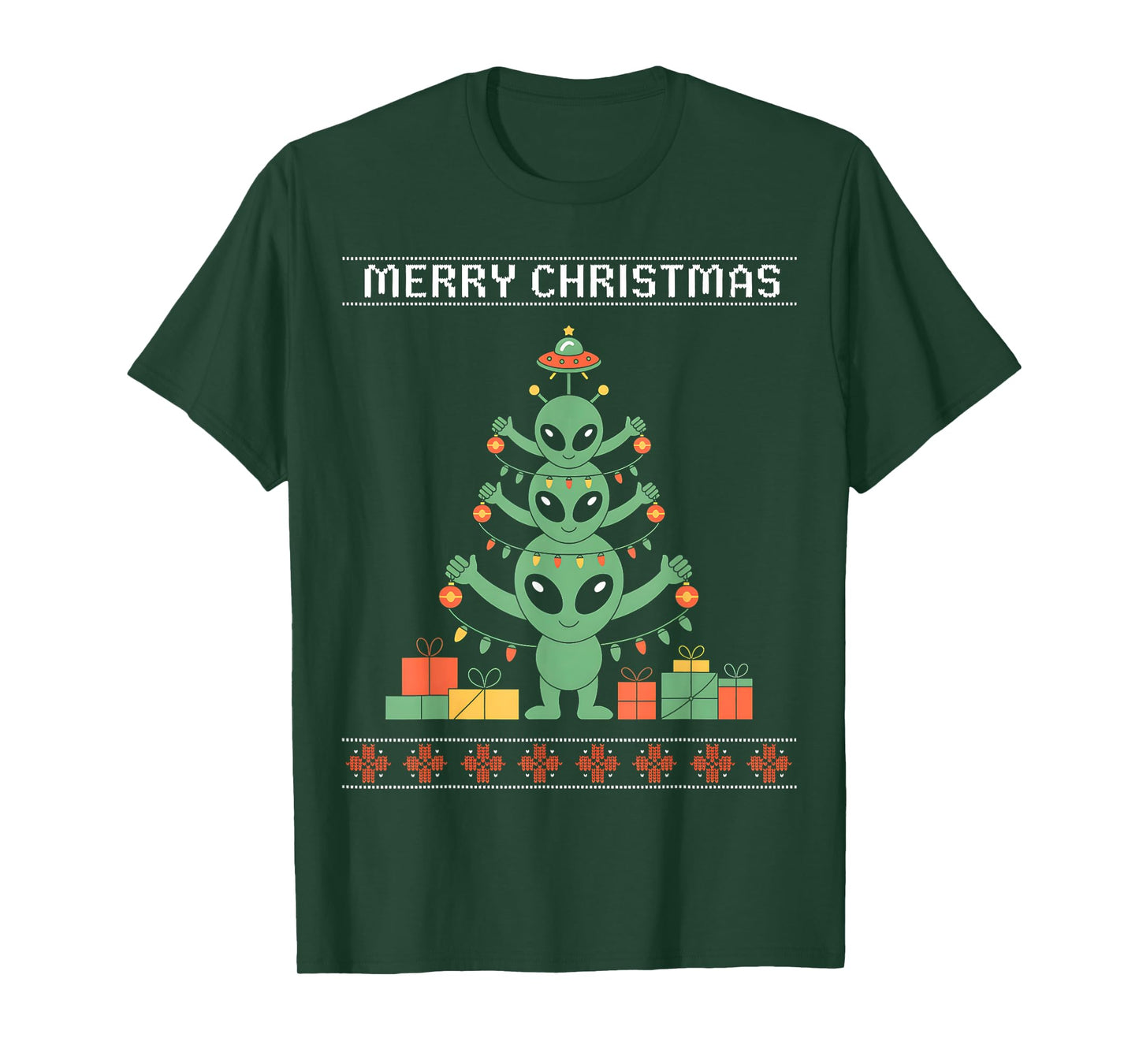 Funny Alien Trio Merry Ugly Christmas Santa Hat Gifts Xmas T-Shirt