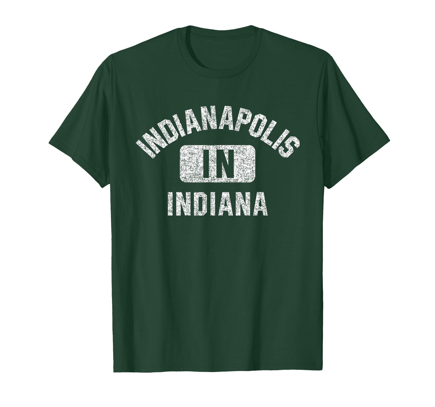 Indianapolis Indiana Gym Style Distressed White Print T-Shirt