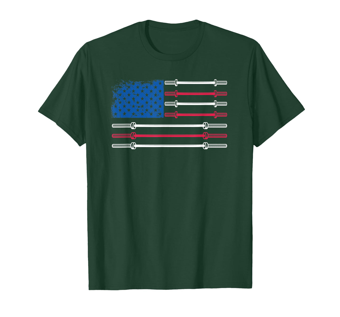 US Flag Weightlifting Barbell Patriotic Love Fitness Gym T-Shirt
