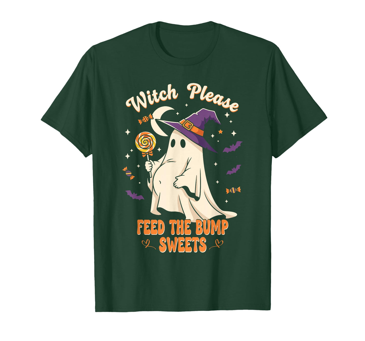 Pregnant Ghost Witch Dress Funny Halloween Trick Or Treat T-Shirt