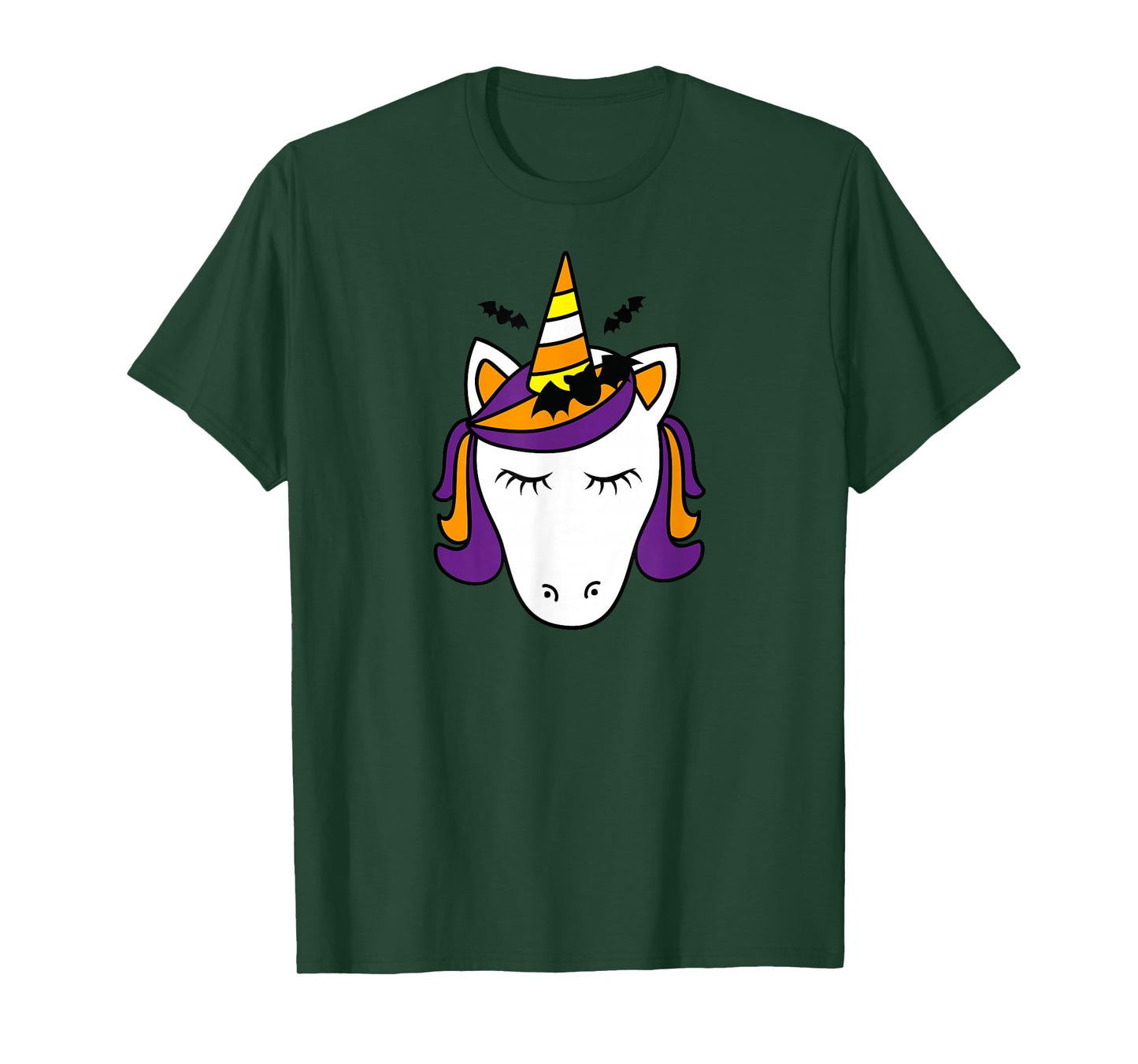 Unicorn Face Eyelashes Bat Spooky Cute Halloween Costume T-Shirt