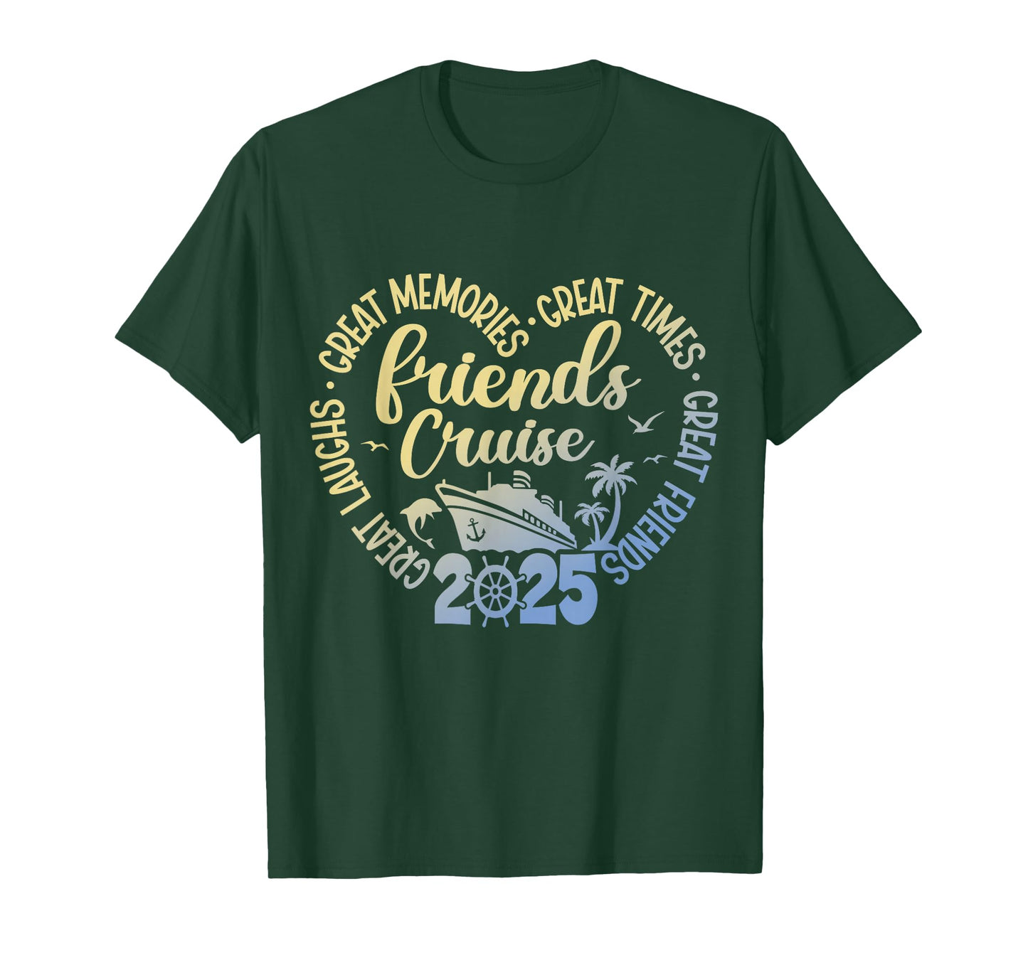 Friends Cruise 2025 Matching Outfits Co Tee Unisex T-Shirt Black Small Classic Fit Short Sleeve Crew Neck Casual Vacation Event T-Shirt