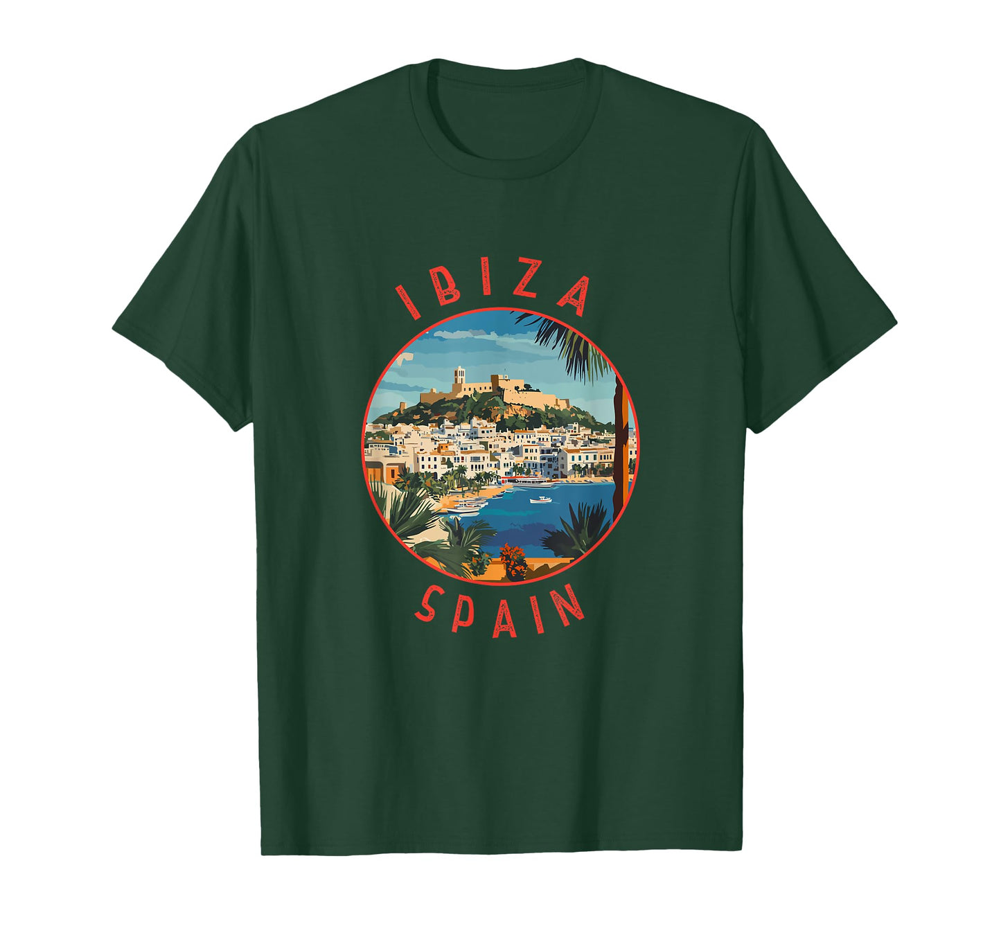Ibiza Spain Retro Distressed Circle T-Shirt