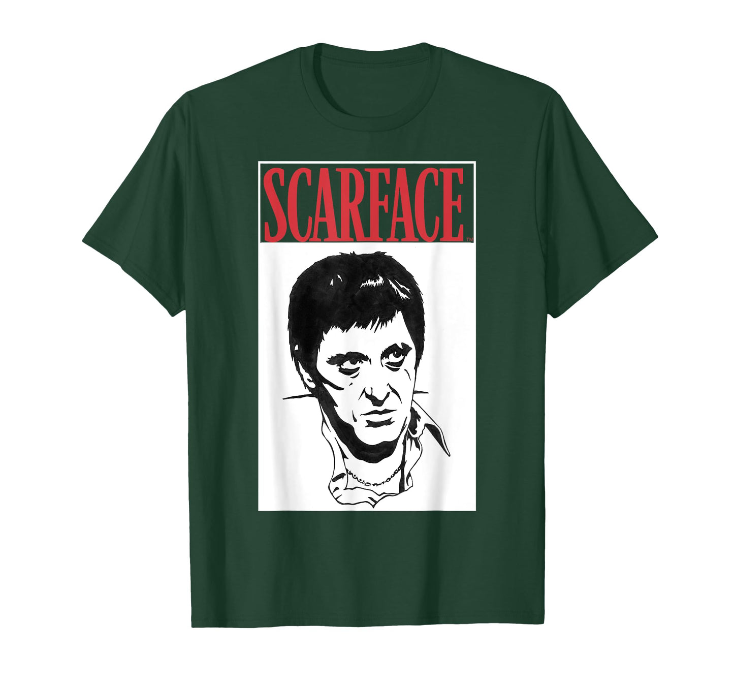 Scarface Black And White Portrait Red Text Graphic T-Shirt T-Shirt