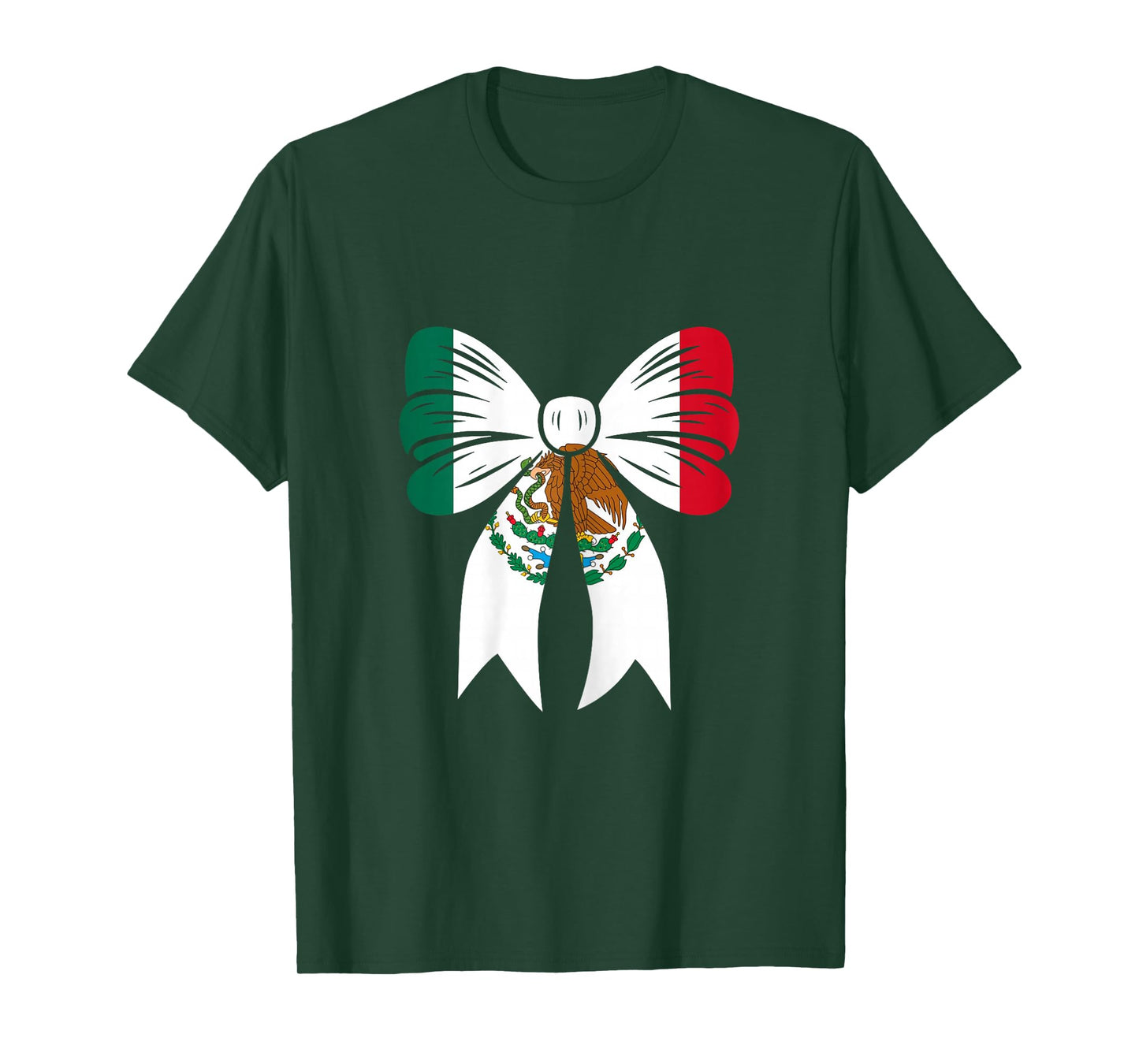 Mexico Girl Coquette Bow Ribbon Pride Mexican Flag T-Shirt