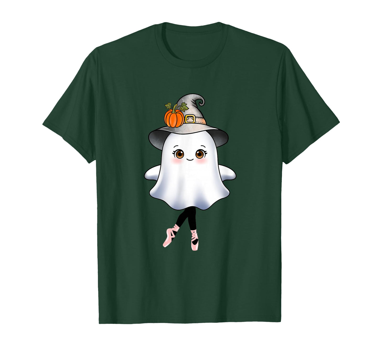 Halloween Ballet Pumpkin Witch Hat Cute Ghost Ballerina T-Shirt