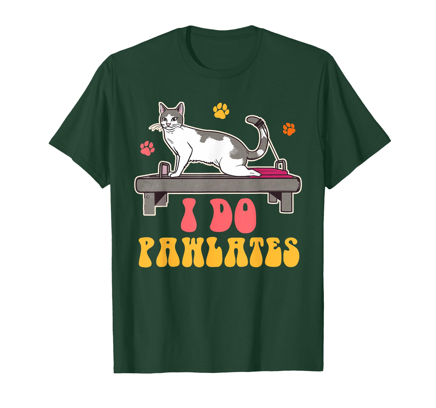 Funny Cat Mom Pilates Woman Workout Yoga Lover I Do Pawlates T-Shirt