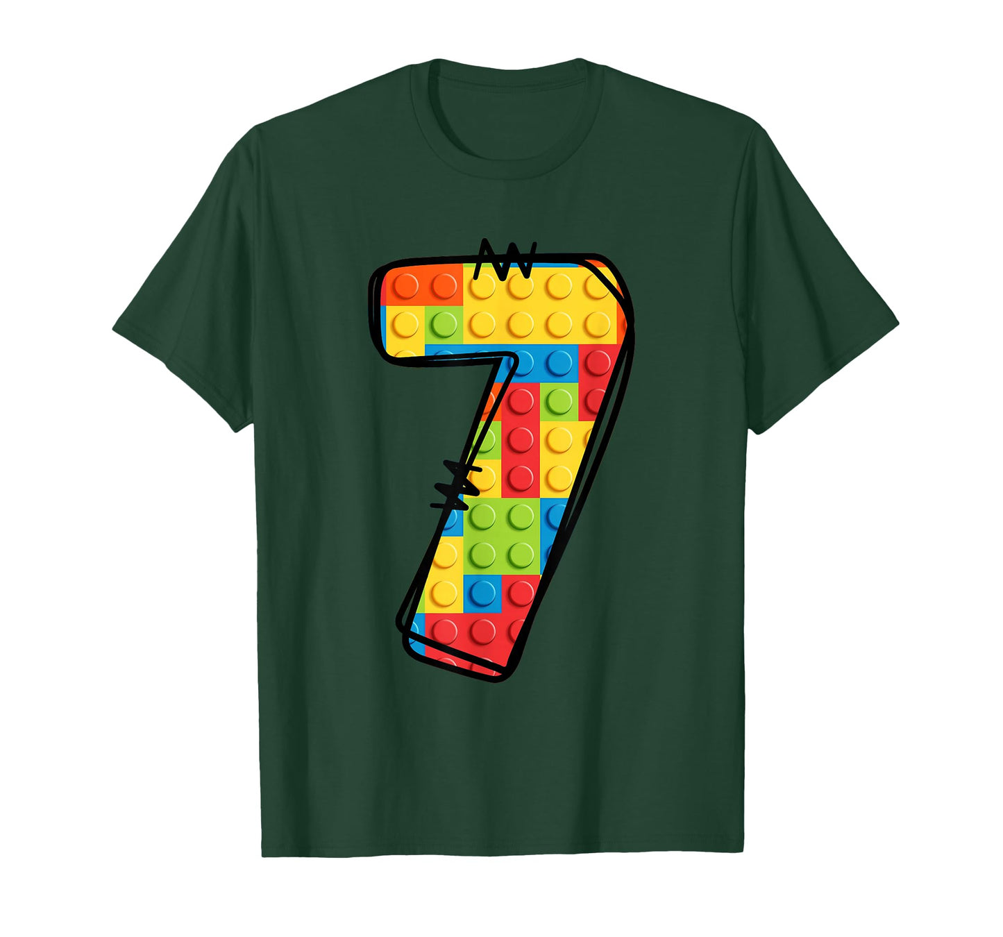 7 Year Old Blocks Building Master Builder 7th Birthday T-Shirt