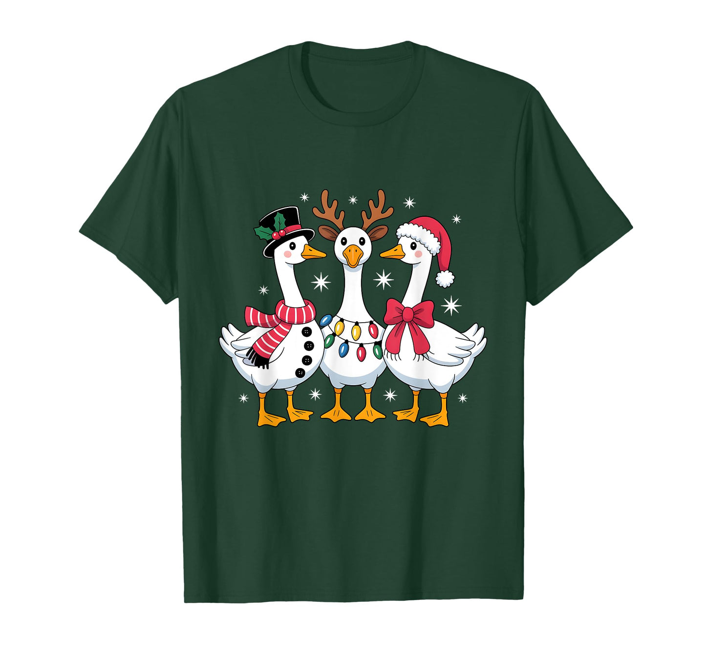 Merry Goosemas Christmas Silly Goose Xmas Lights Men Women T-Shirt