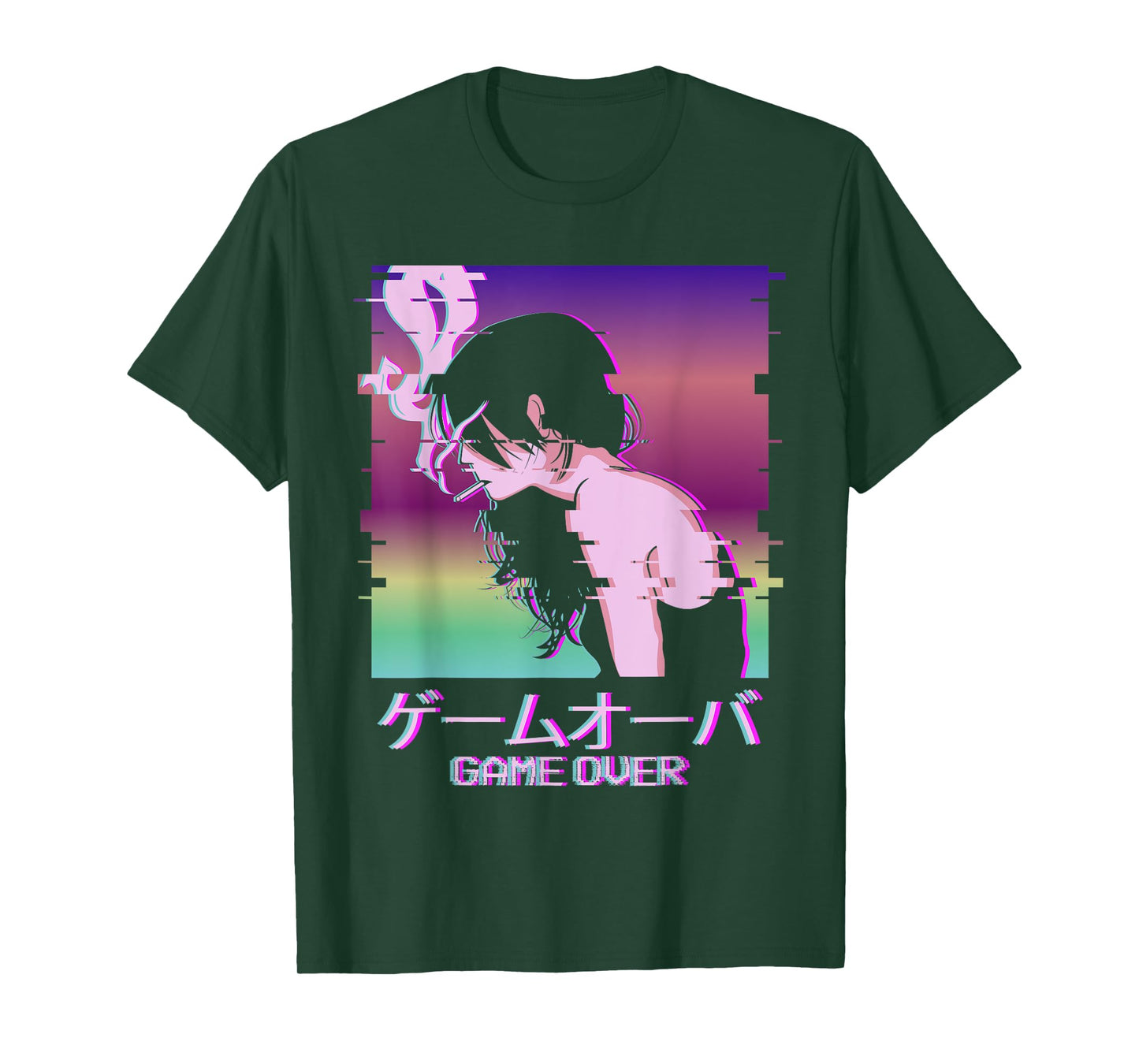 Japanese Vaporwave Sad Anime Girl Game Over Indie Aesthetic T-Shirt