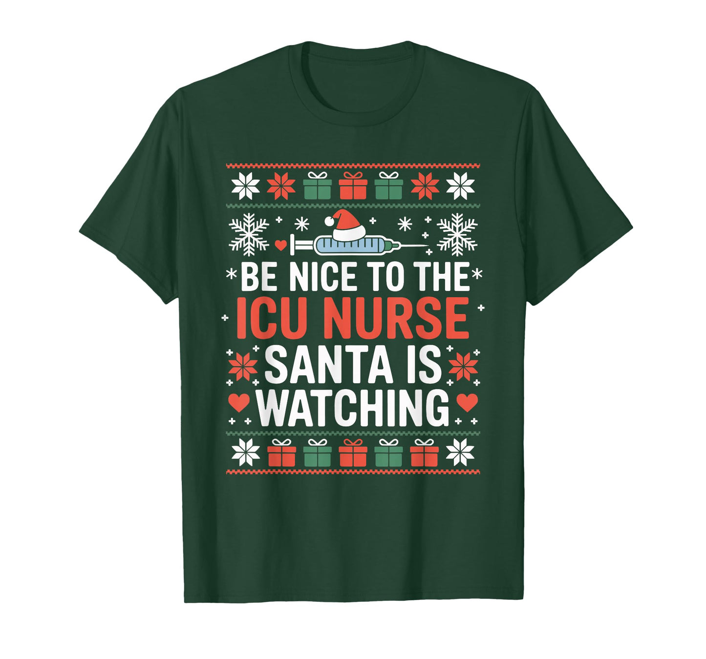 ICU Nurse Ugly Christmas Sweater Critical Care Xmas T-Shirt