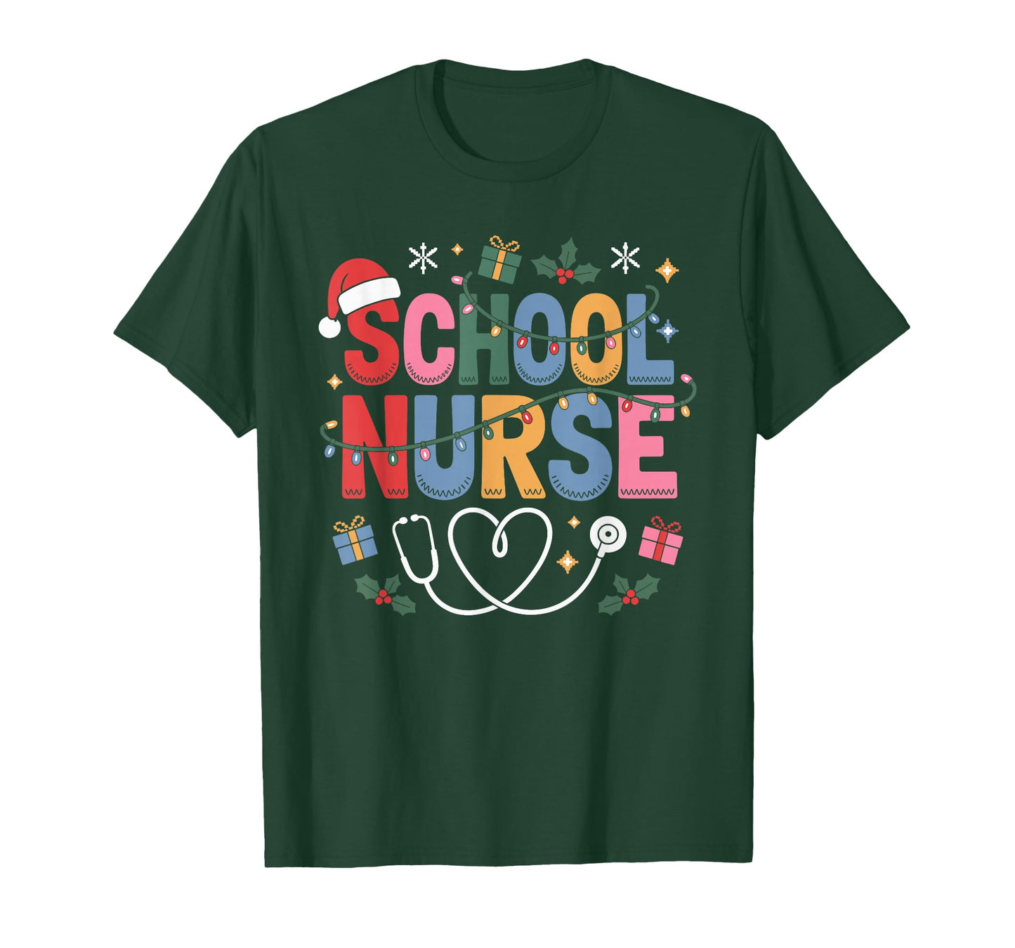 School Nurse Christmas Santa Cap Nursing Humor Xmas T-Shirt