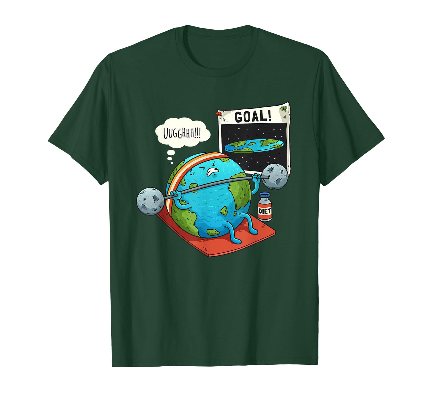 Funny Flat Earth Fitness Target Gym Workout Training Meme T-Shirt