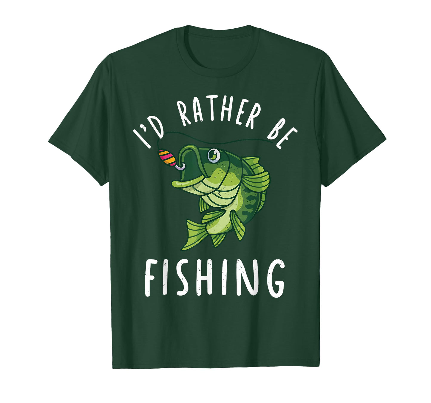 Boy Kids I'd Rather Be Fishing-Shirt Funny Bass Fishing Gift T-Shirt