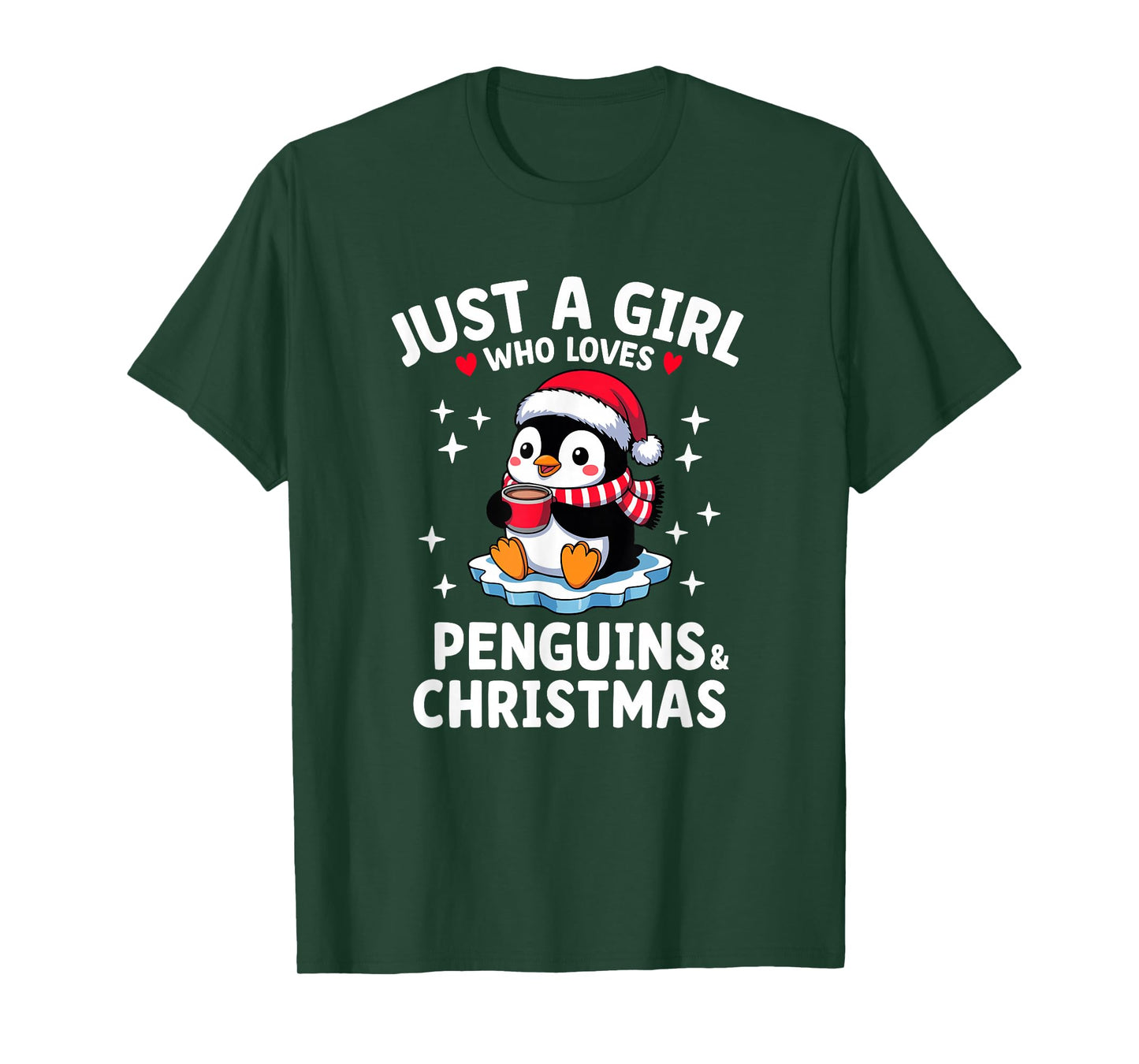 Cute Just a Girl Who Loves Penguins & Christmas T-Shirt