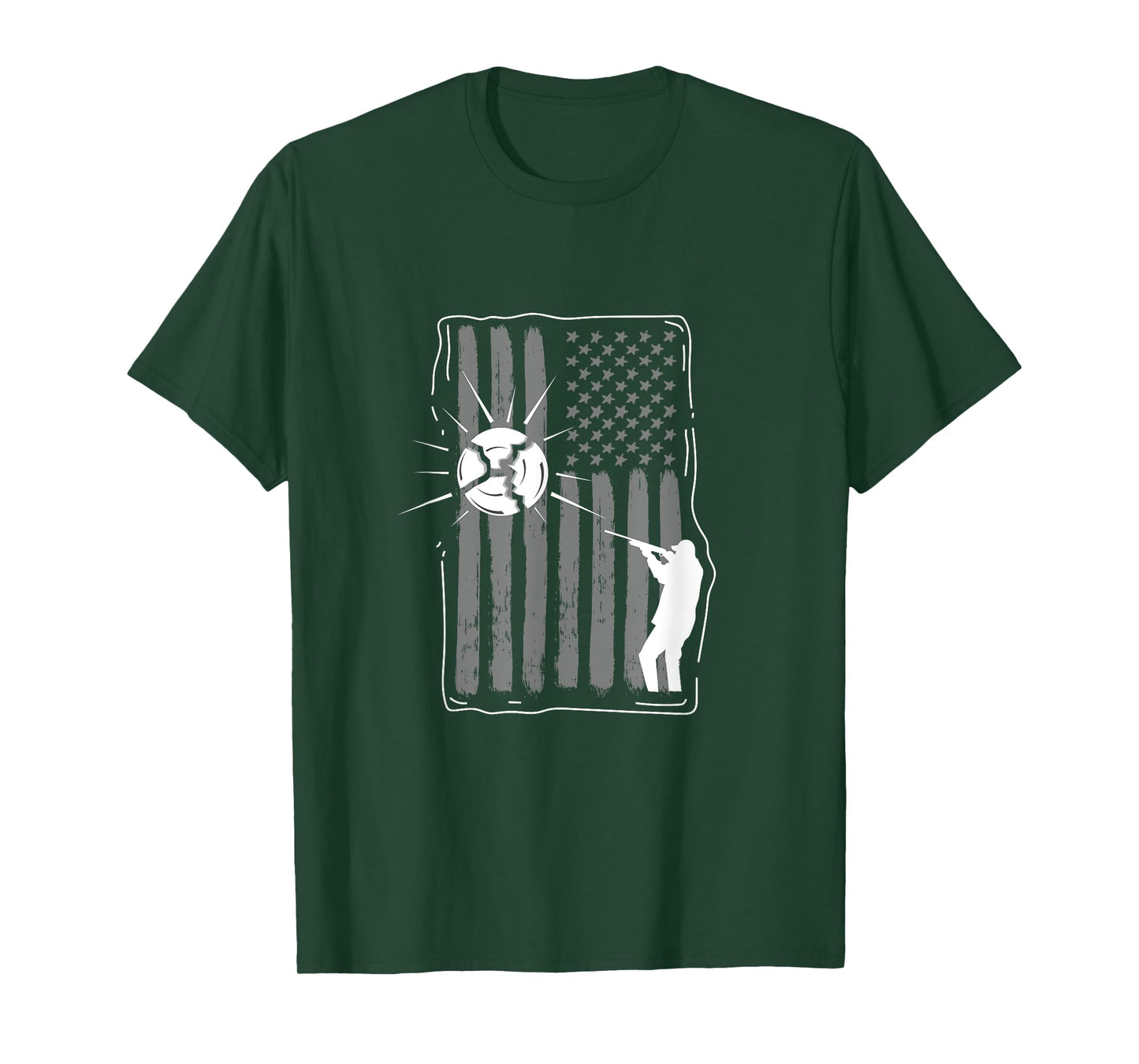 Skeet Shooting Clay Hunter USA Flag Funny Gift T-Shirt