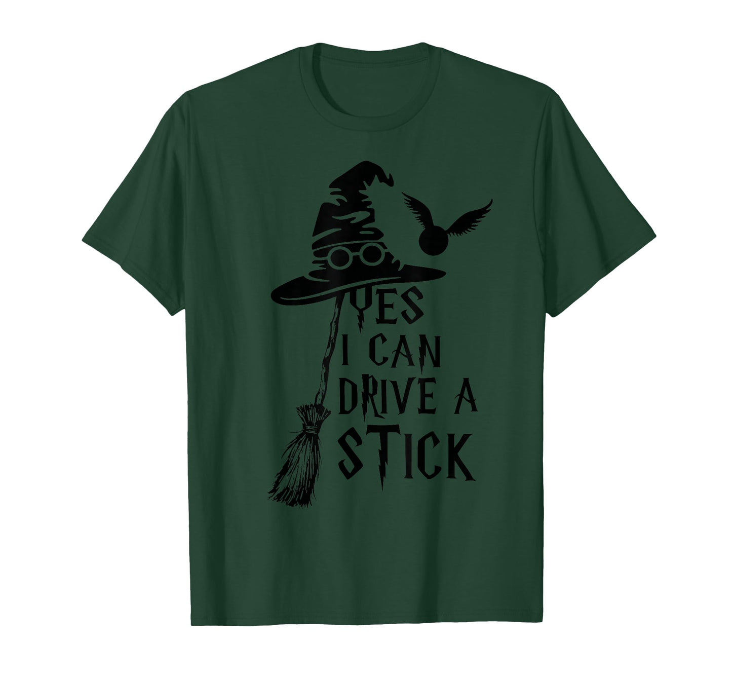 Yes I Can Drive A Stick Funny Halloween Spooky Witch T-Shirt