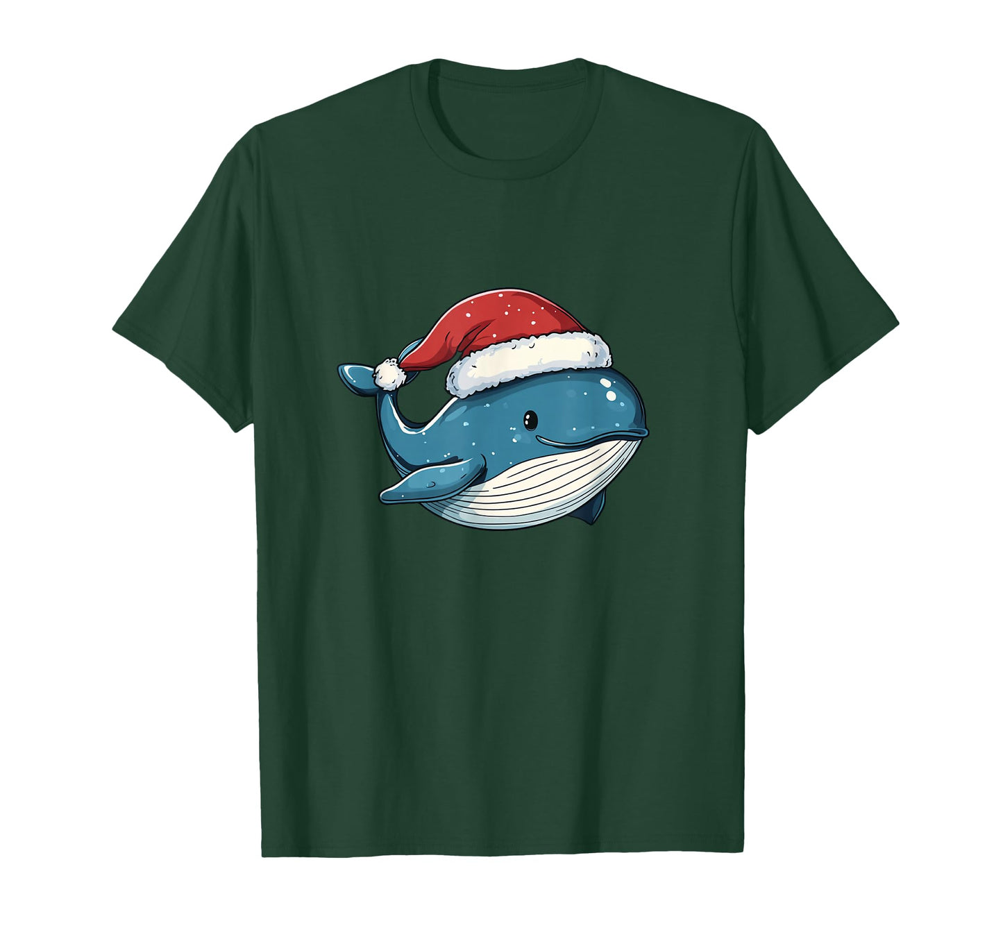 Sweet Christmas Vibes with a Whale Sporting a Santa Hat T-Shirt