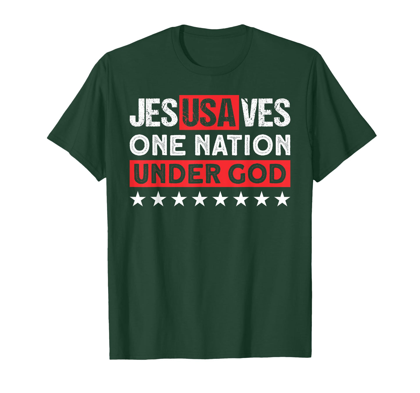 Jesus Saves USA One Nation Under God - Christian Patriotic Women Men T-Shirt