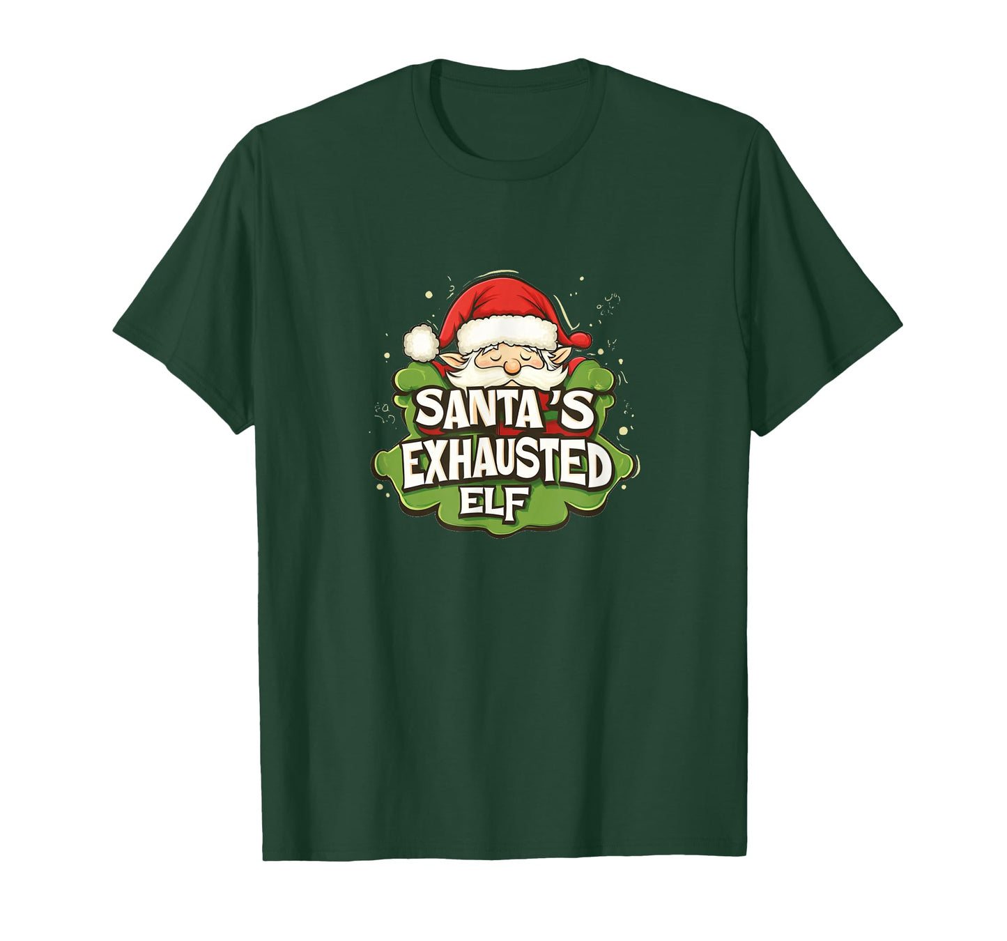 Funny Santa's Exhausted Elf Emblem T-Shirt