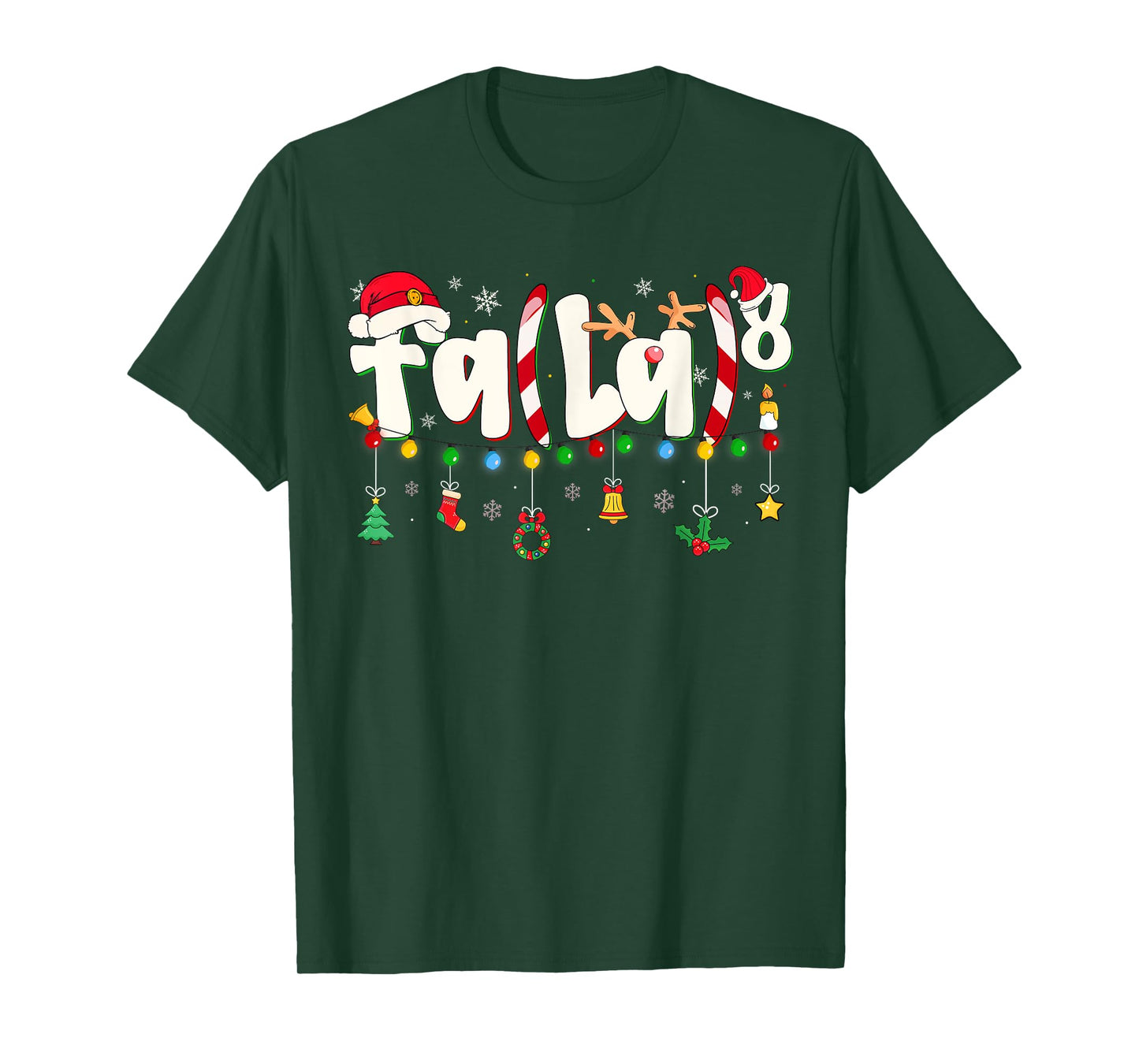 Funny Christmas Lights FA (La) 8 Santa Hat Math Teacher Kid T-Shirt