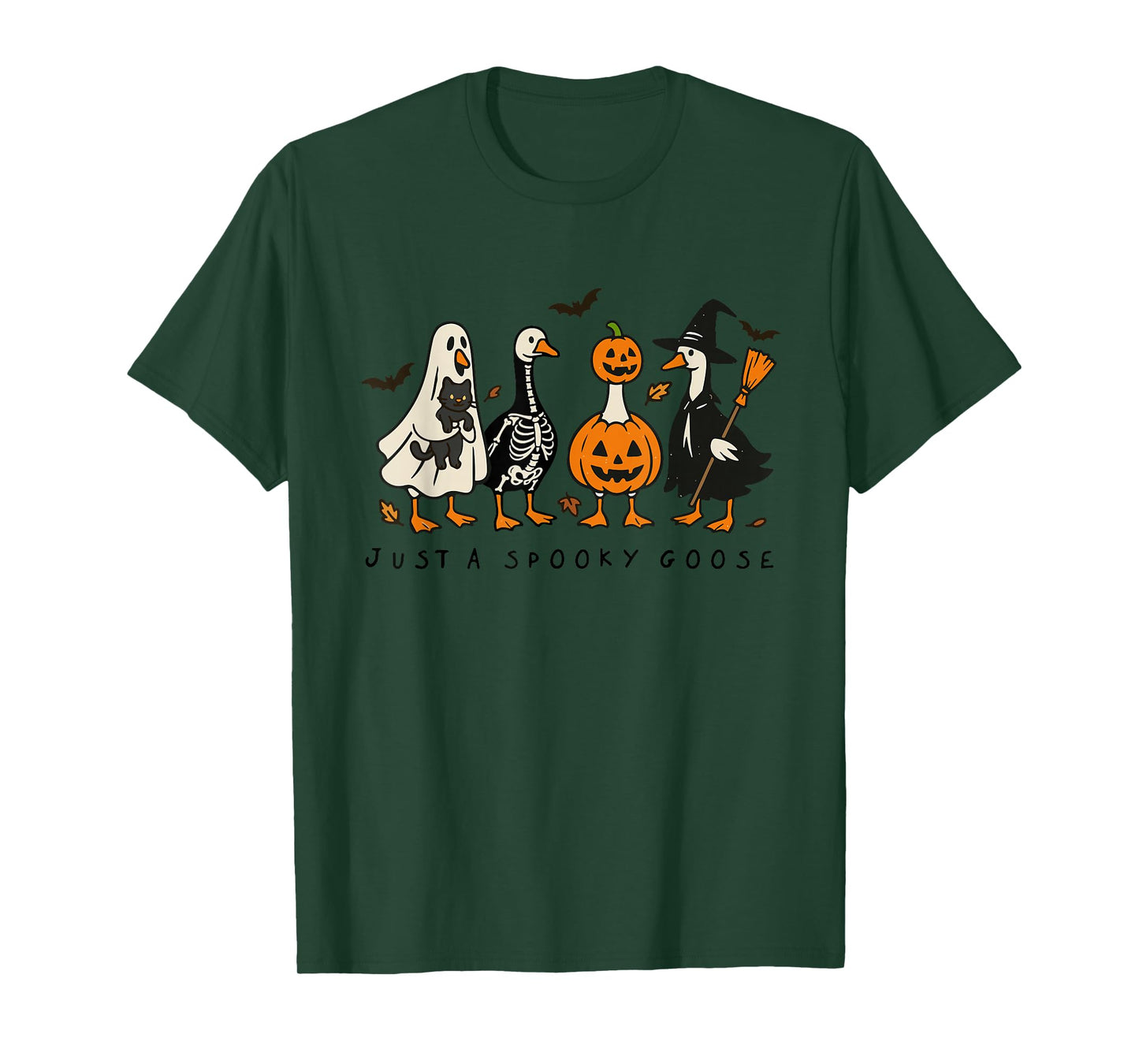 Just a Spooky Goose Ghost Pumpkin Halloween Costume Funny T-Shirt