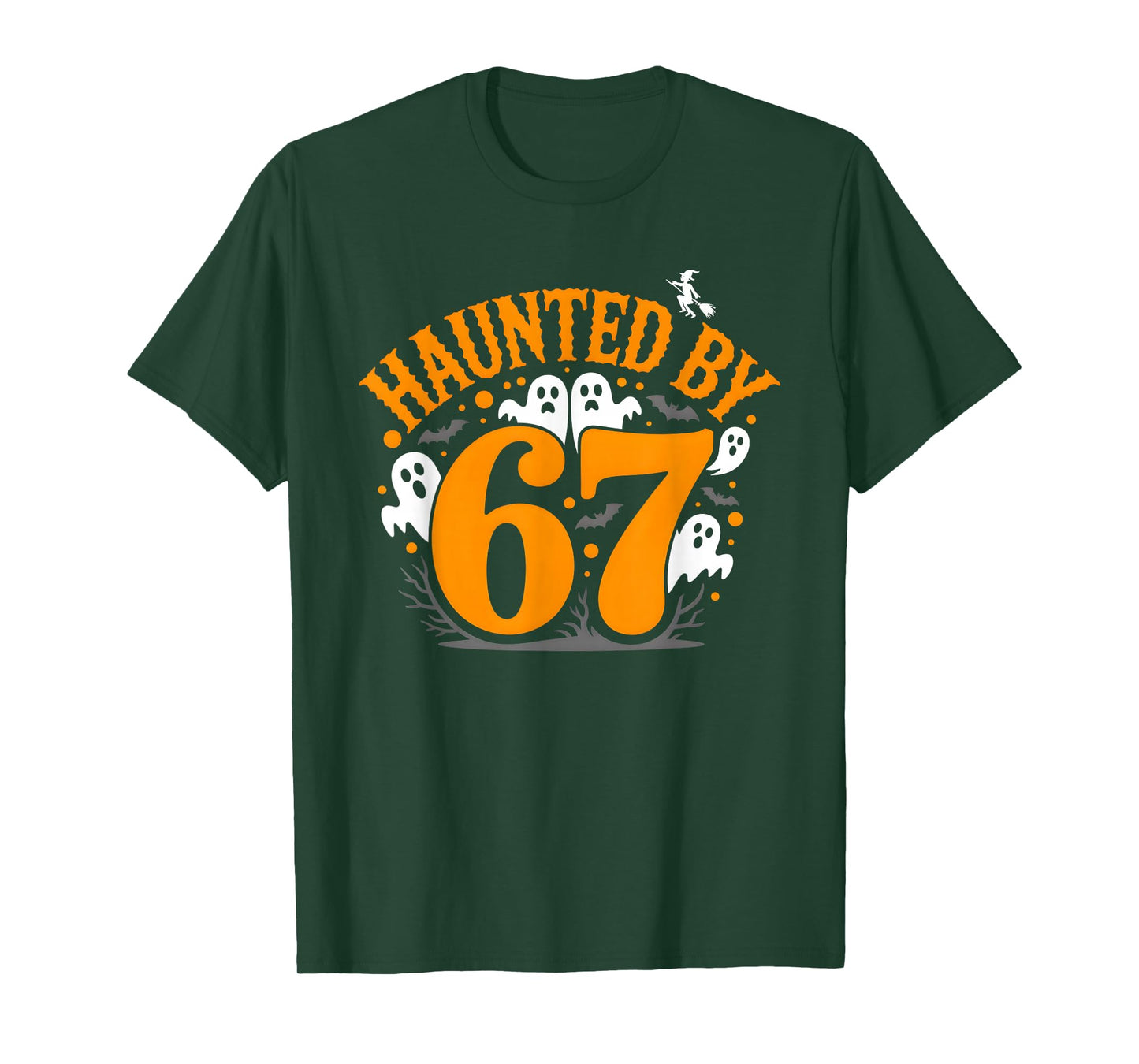 Haunted by 6-7 Halloween Ghosts Witch and Spiders Design T-Shirt