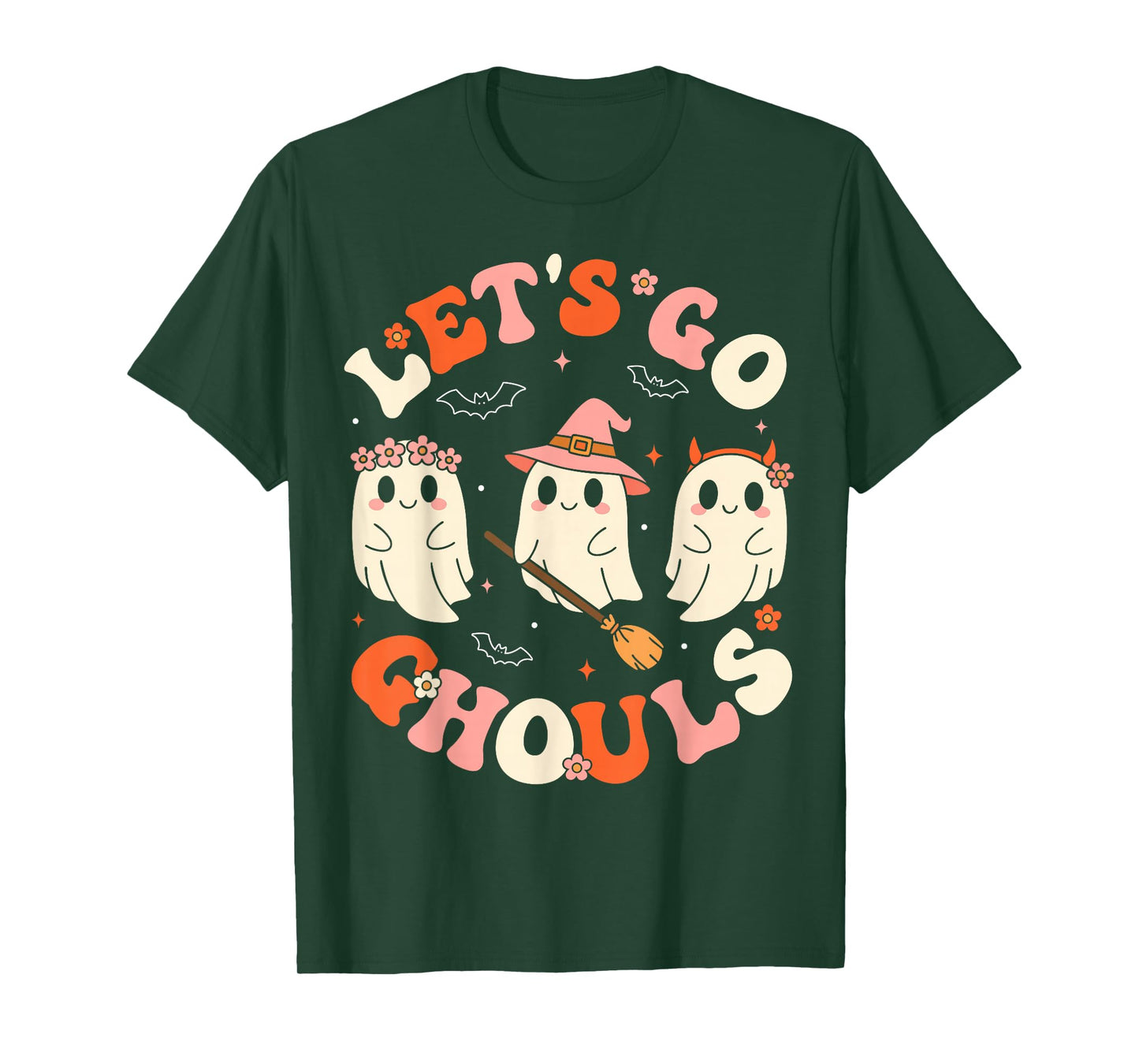 Let's Go Ghouls Halloween Ghost Retro Groovy Outfit Costume T-Shirt