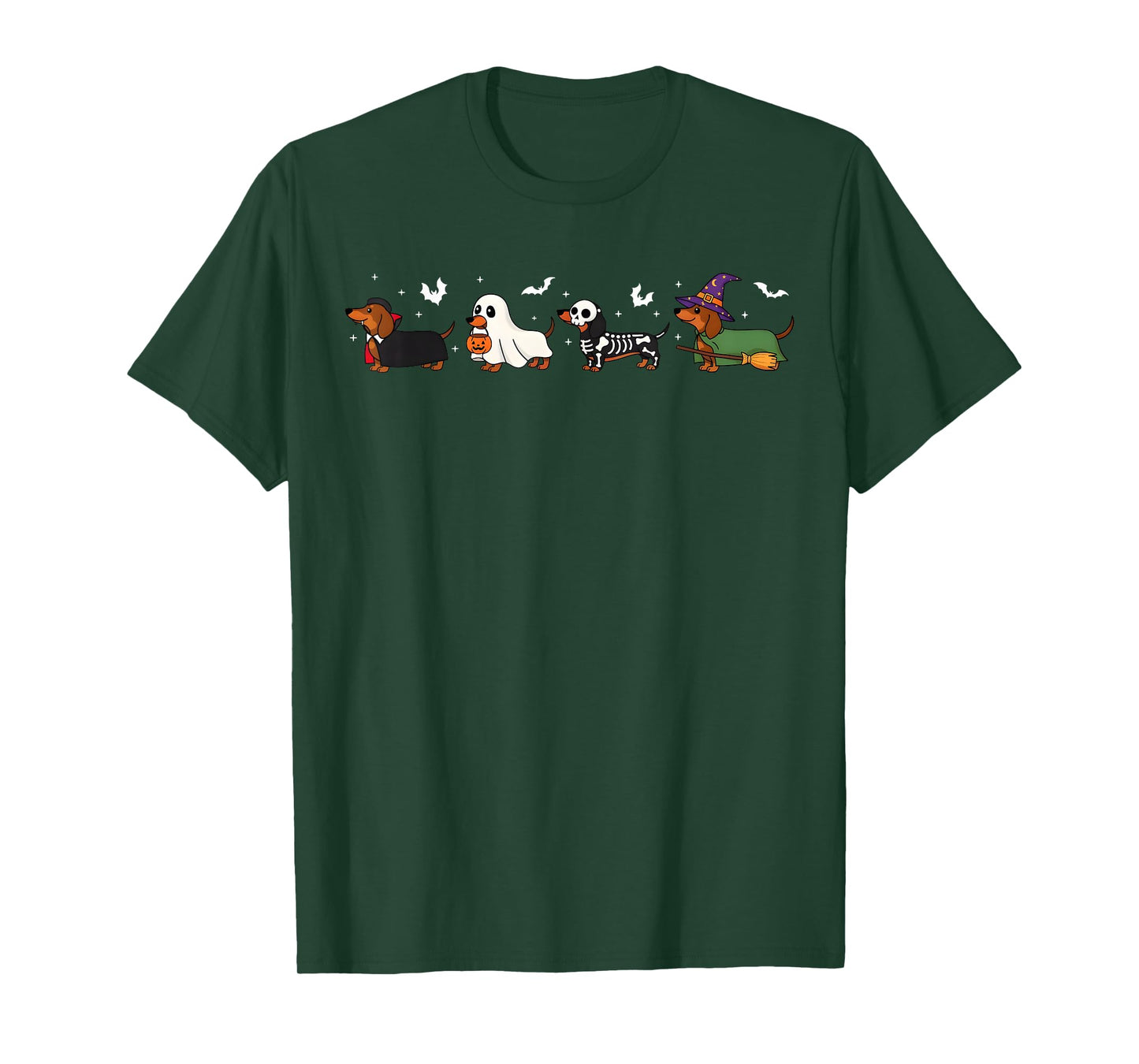 Weiner Dog Witch Happy Halloweenie Cute Halloween Dachshund T-Shirt