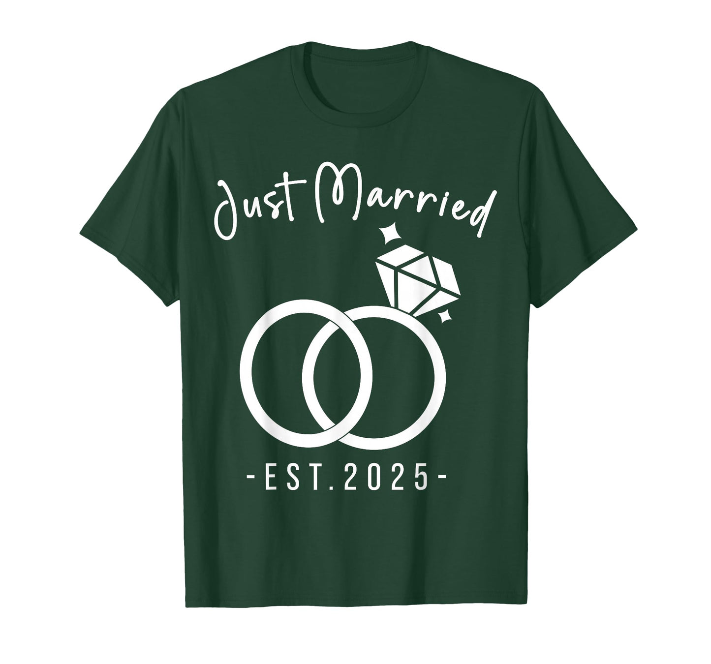 Newlyweds 2025 Bride and Groom Wedding Planners Just Married 2025 Wedding Rings Matching Couple T-Shirt